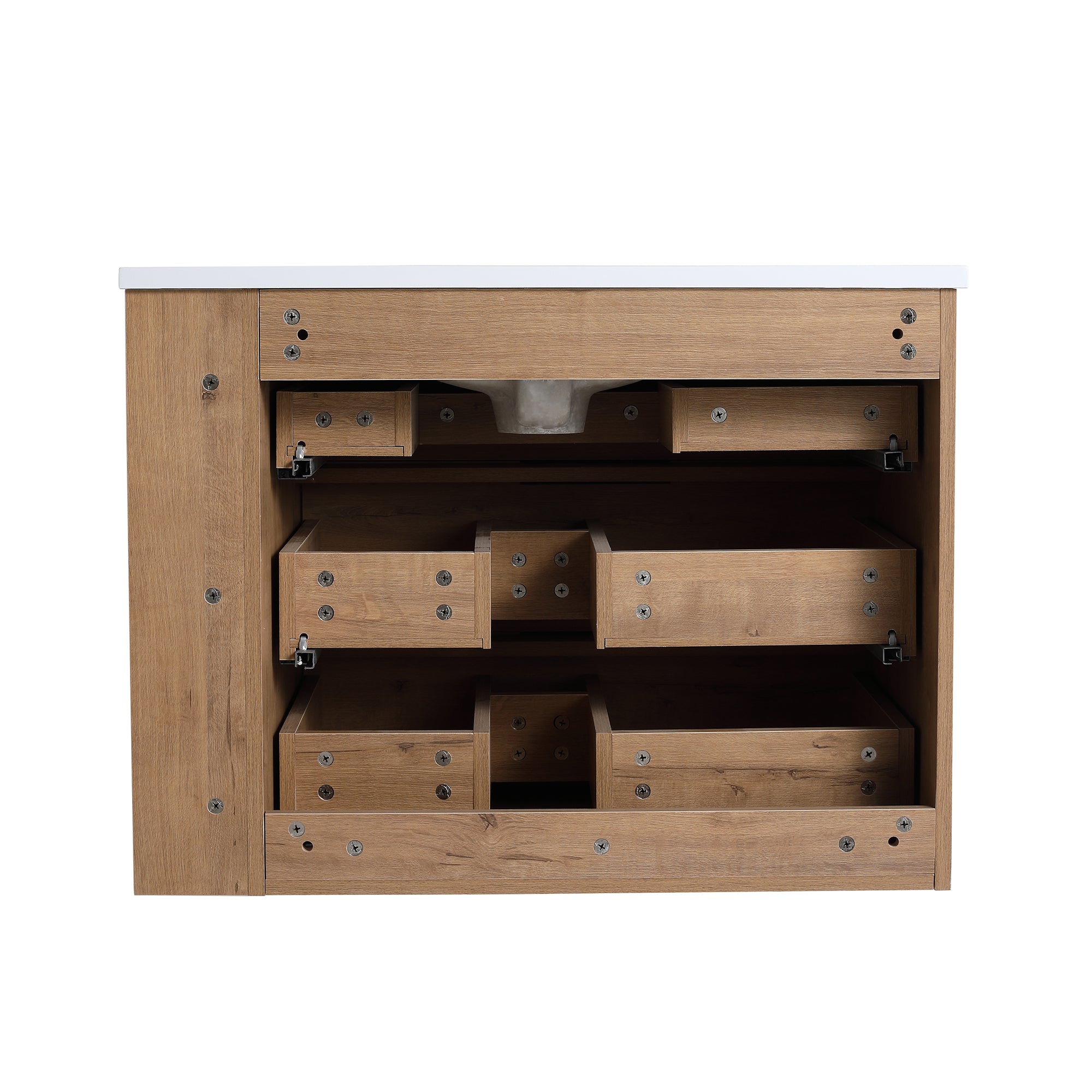 30 Inch Wall Mounted Plywood Bathroom Vanity with Resin Basin and Drawers