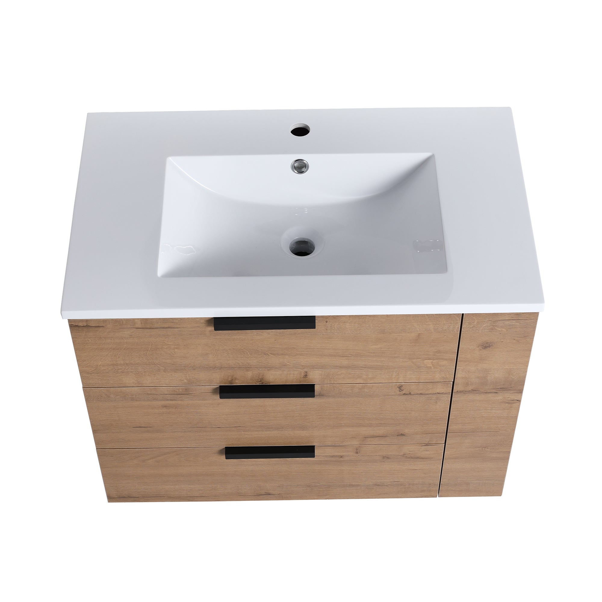 30 Inch Wall Mounted Plywood Bathroom Vanity with Resin Basin and Drawers