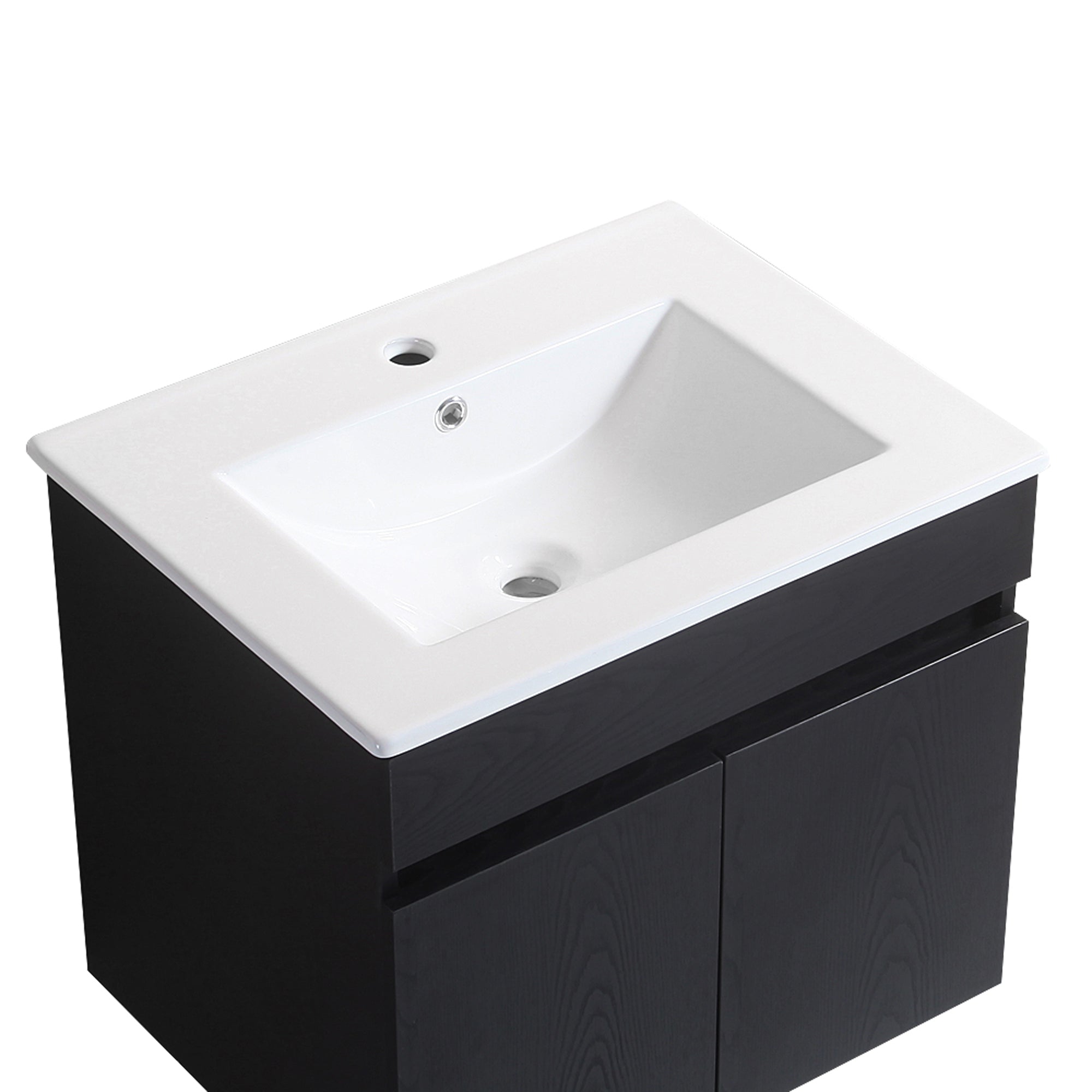 24"/30"/36" Plywood Wall-Mounted Bathroom Vanity Set in White with Integrated Ceramic Sink