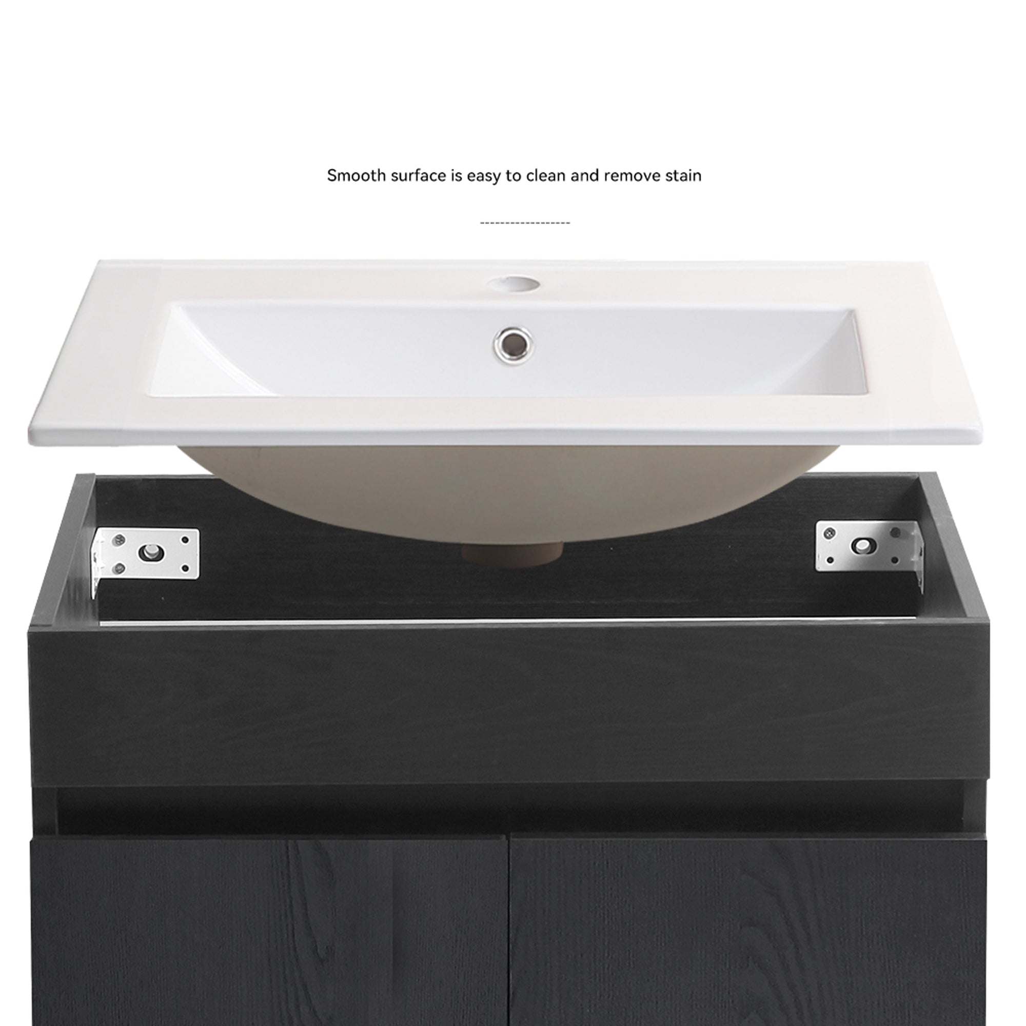 24"/30"/36" Plywood Wall-Mounted Bathroom Vanity Set in White with Integrated Ceramic Sink