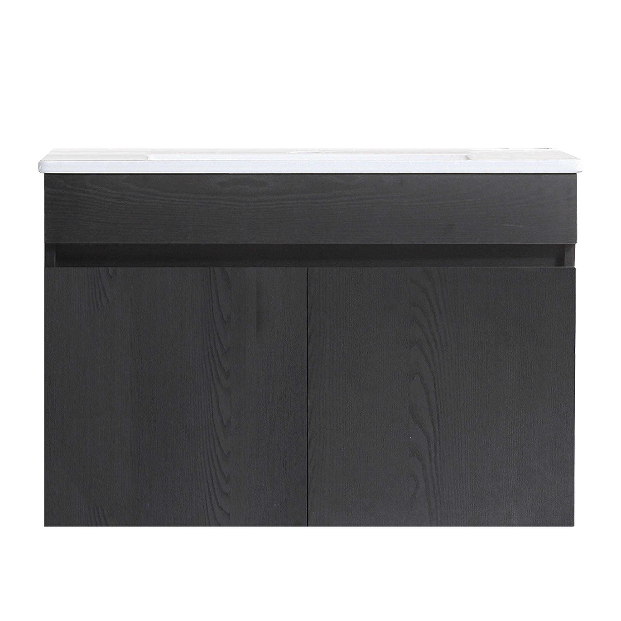 24"/30"/36" Plywood Wall-Mounted Bathroom Vanity Set in White with Integrated Ceramic Sink