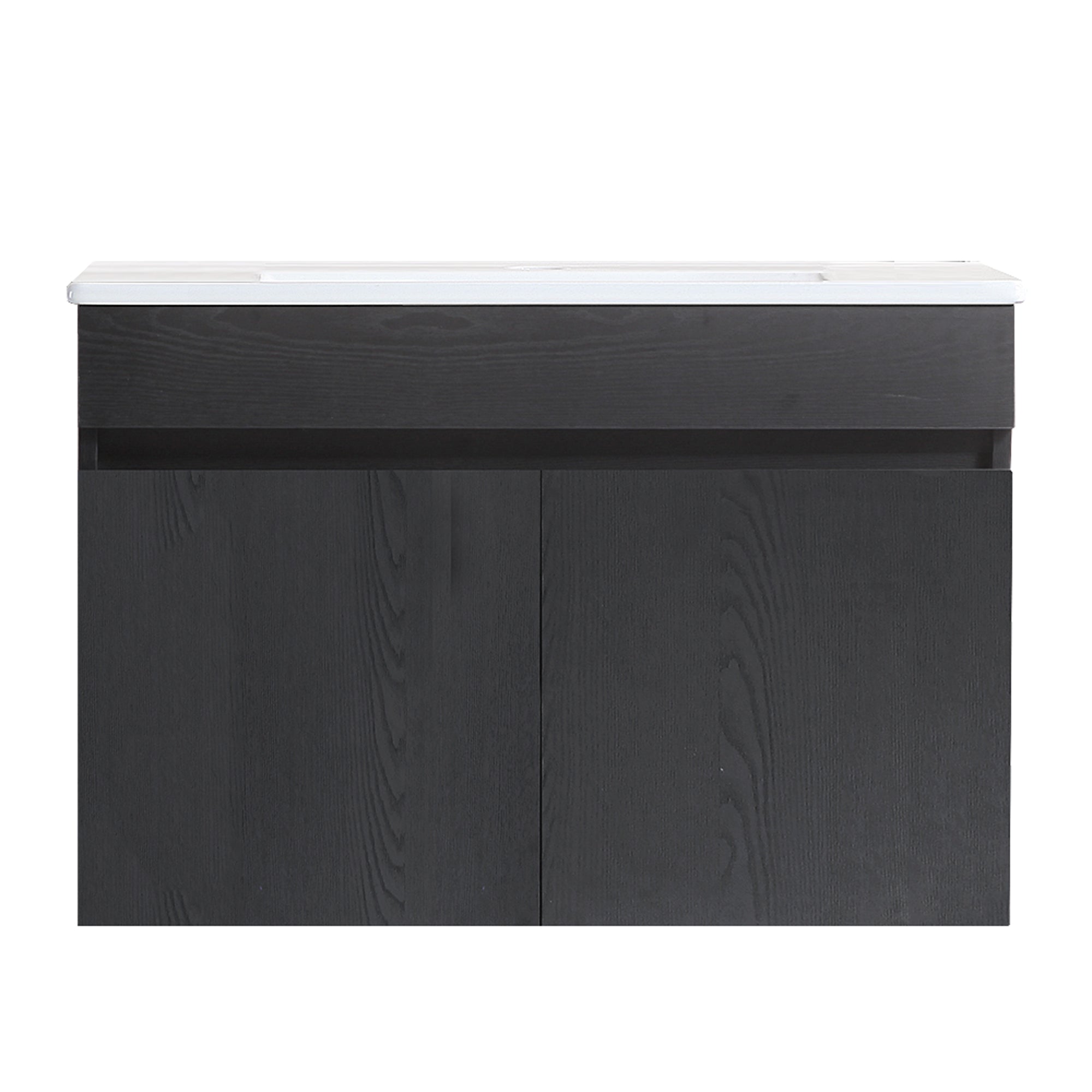 24"/30"/36" Plywood Wall-Mounted Bathroom Vanity Set in White with Integrated Ceramic Sink
