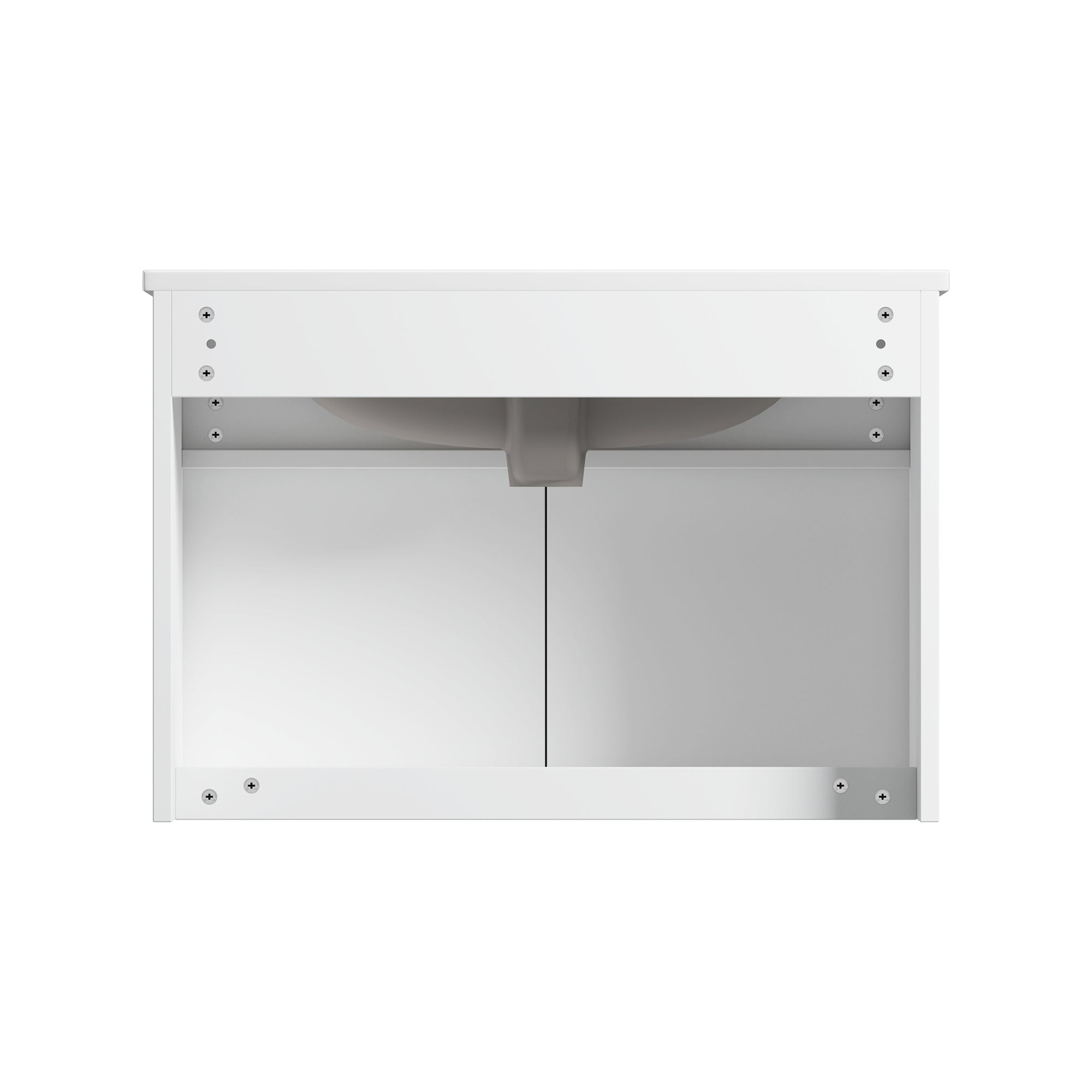 Solid Wood Wall-Mounted Bathroom Vanity Set in White with Integrated Ceramic Sink