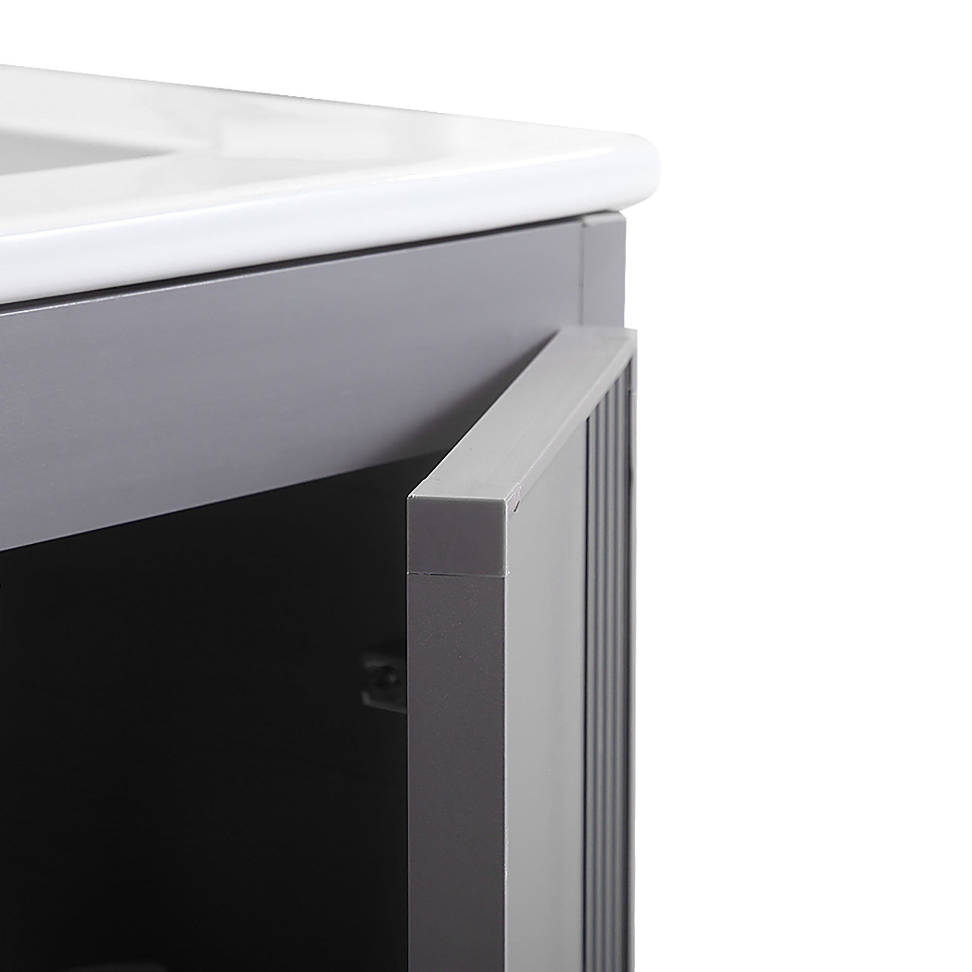 24 Inches Aluminium Wall-Mounted Bathroom Vanity Set with Integrated Ceramic Sink