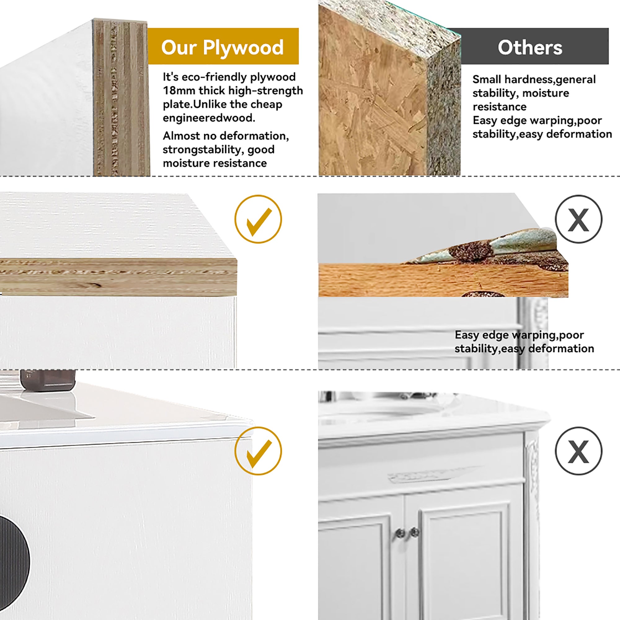 30 Inches Plywood Wall-Mounted Bathroom Vanity Set with Integrated Ceramic Sink