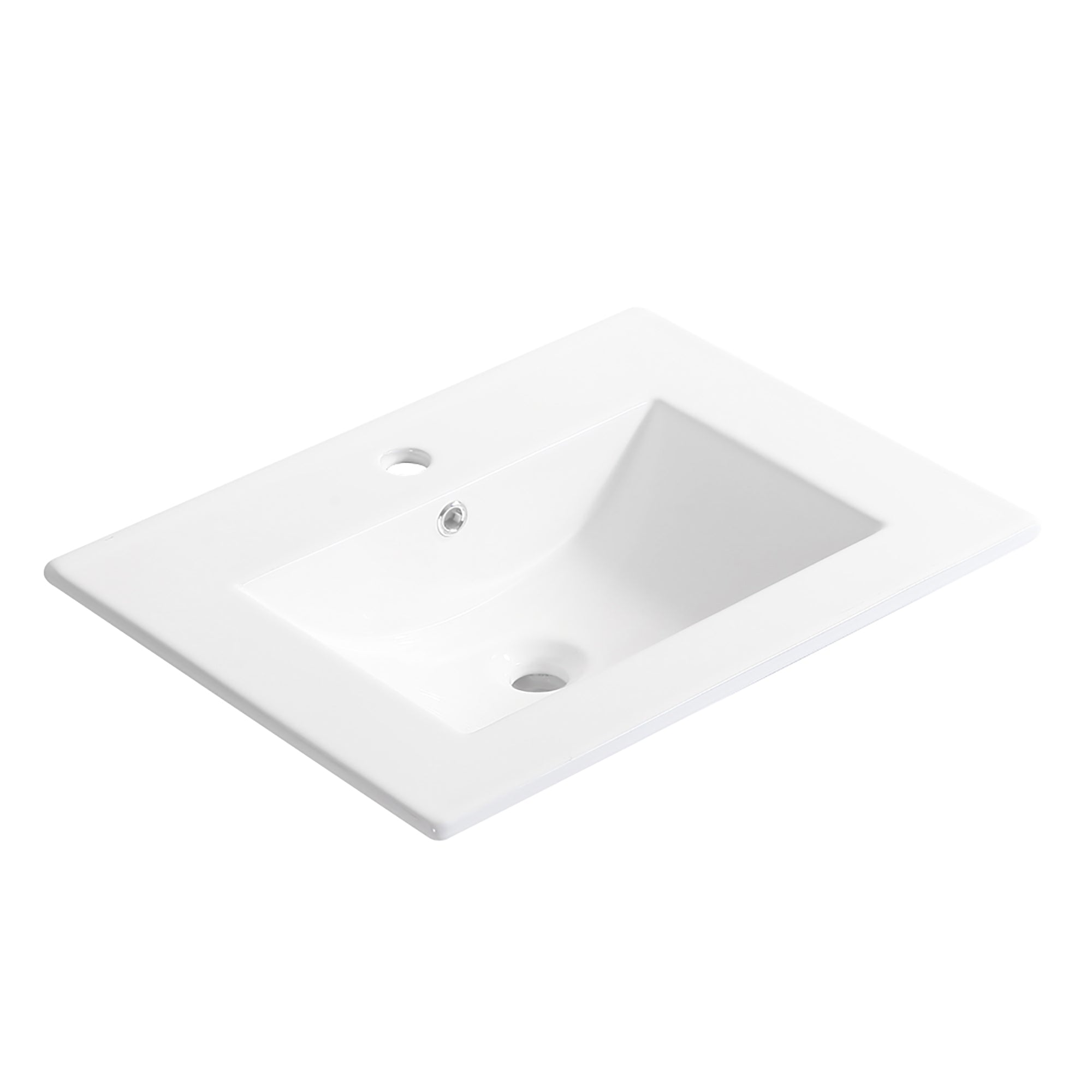 24 Inches Aluminium Wall-Mounted Bathroom Vanity Set with Integrated Ceramic Sink