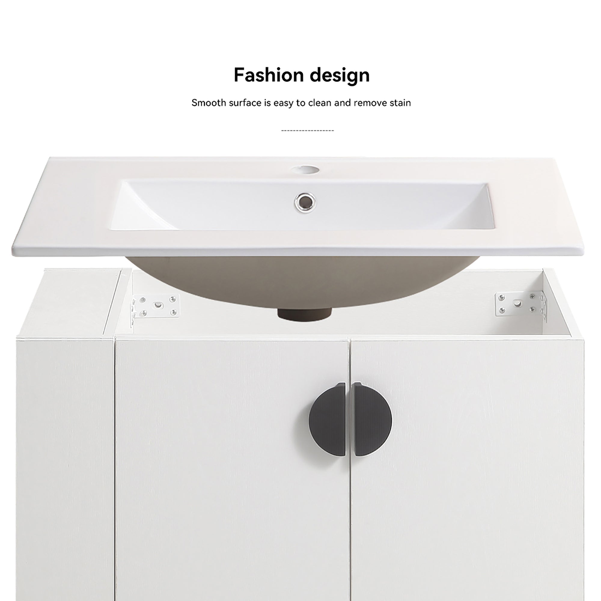 30 Inches Plywood Wall-Mounted Bathroom Vanity Set with Integrated Ceramic Sink
