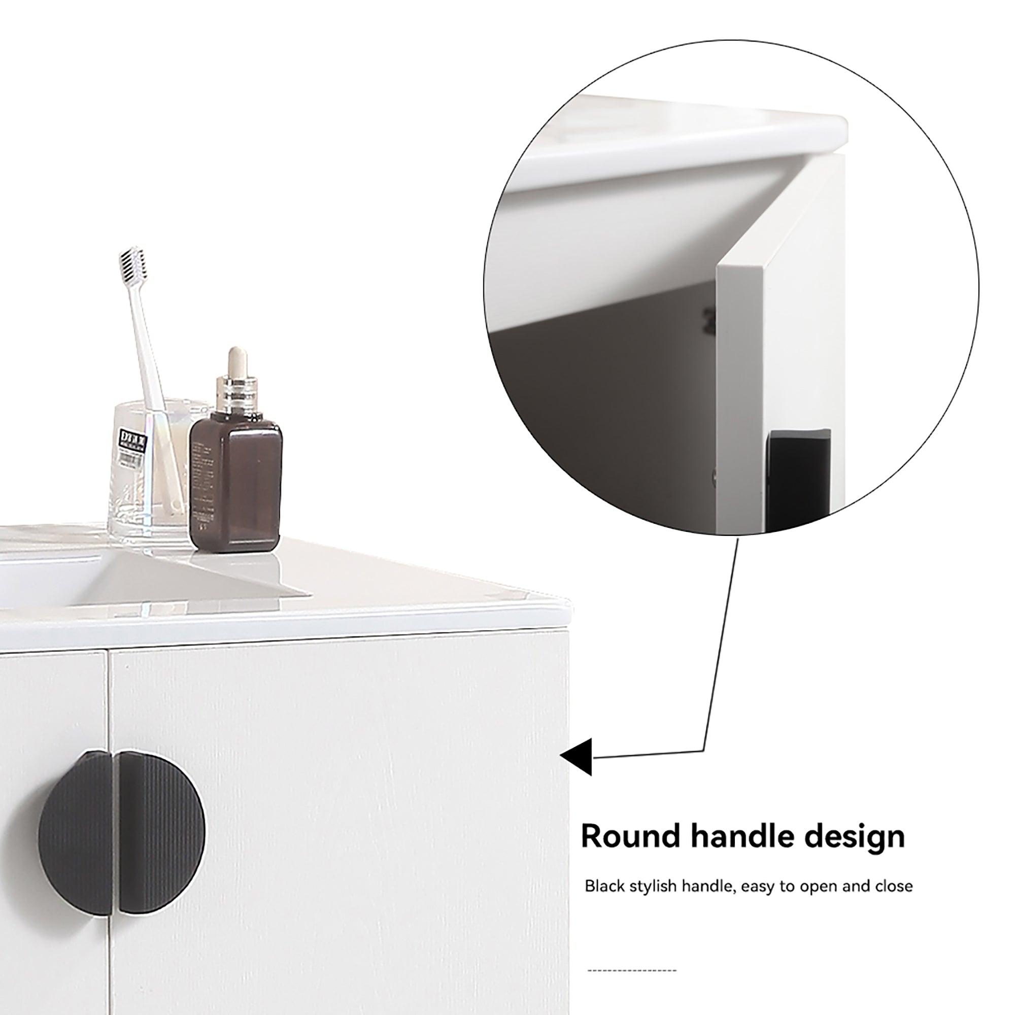 30 Inches Plywood Wall-Mounted Bathroom Vanity Set with Integrated Ceramic Sink