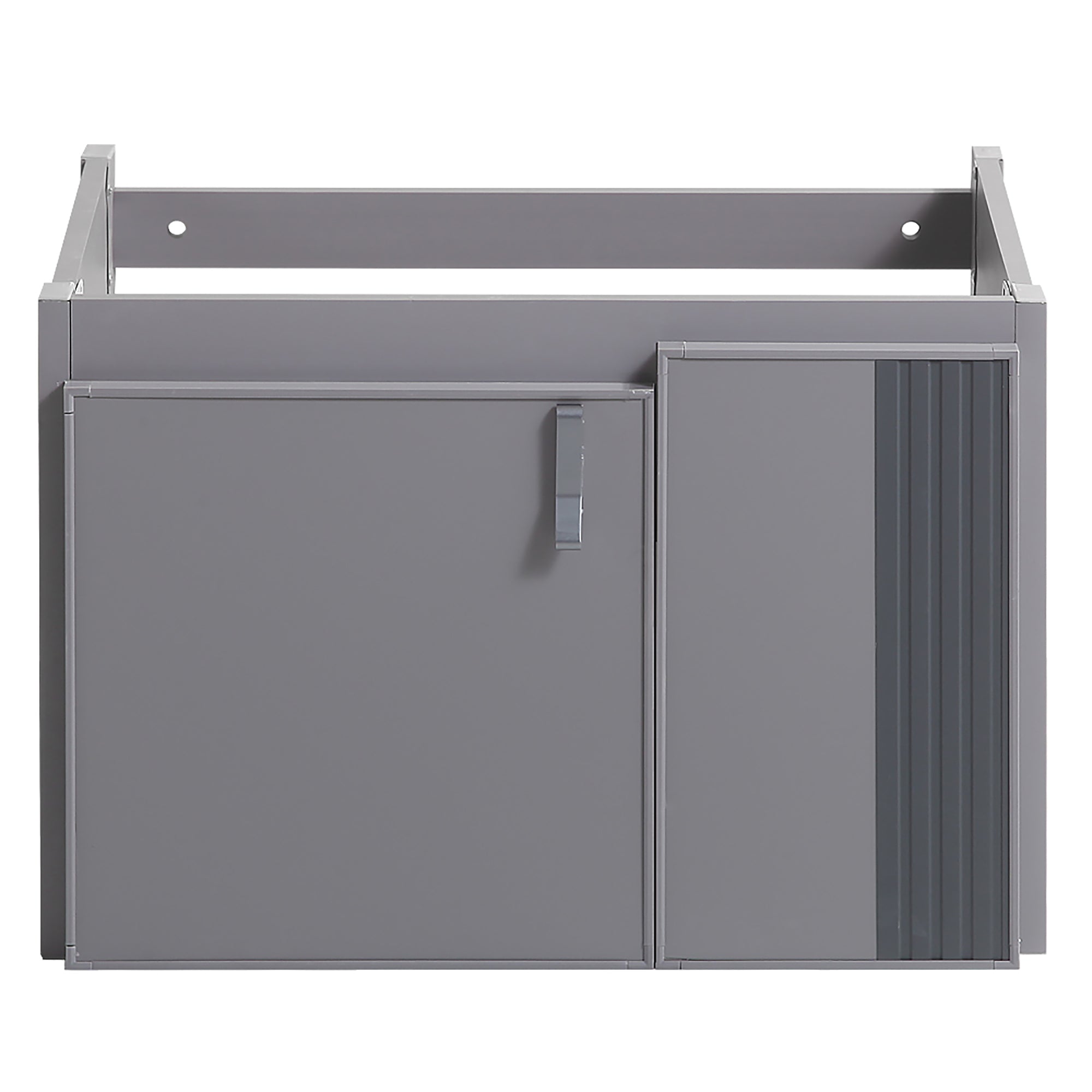 24 Inches Aluminium Wall-Mounted Bathroom Vanity Set with Integrated Ceramic Sink