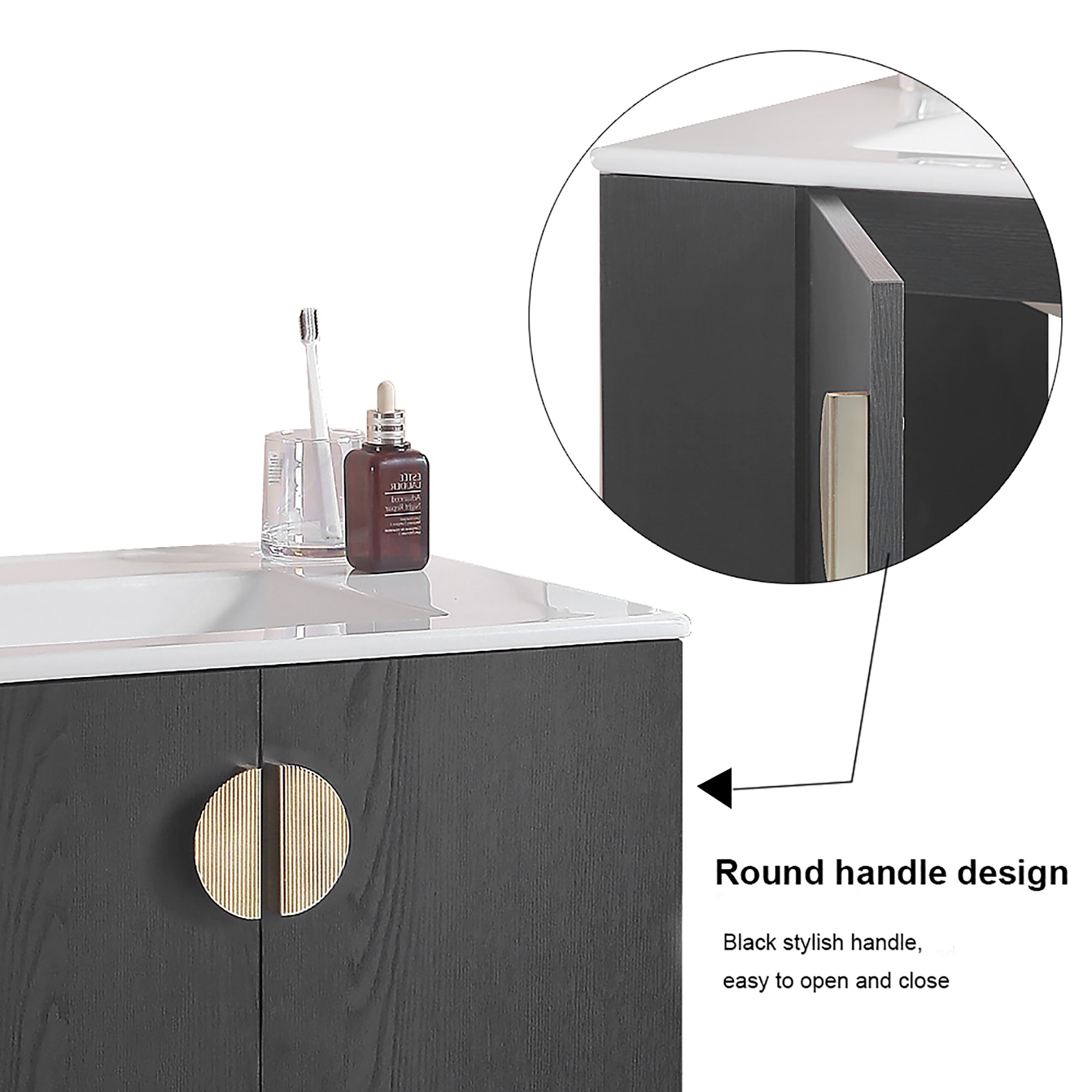 30 Inches Plywood Wall-Mounted Bathroom Vanity Set with Integrated Ceramic Sink