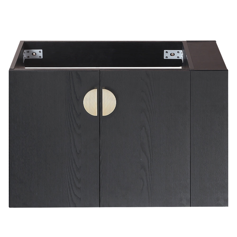 30 Inches Plywood Wall-Mounted Bathroom Vanity Set with Integrated Ceramic Sink