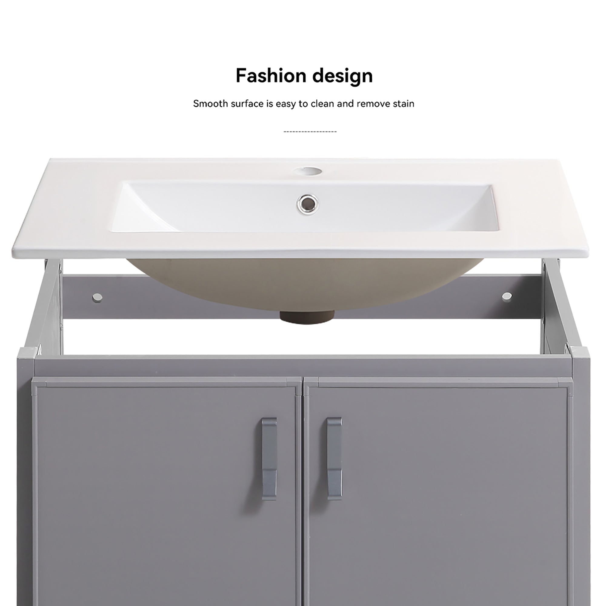24 Inches Aluminium Wall-Mounted Bathroom Vanity Set with Integrated Ceramic Sink