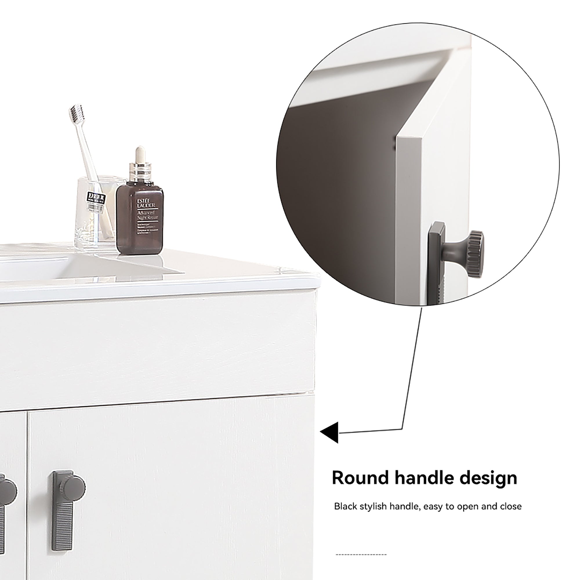 24/30 Inches Plywood Freestanding Bathroom Vanity Set with Integrated Ceramic Sink