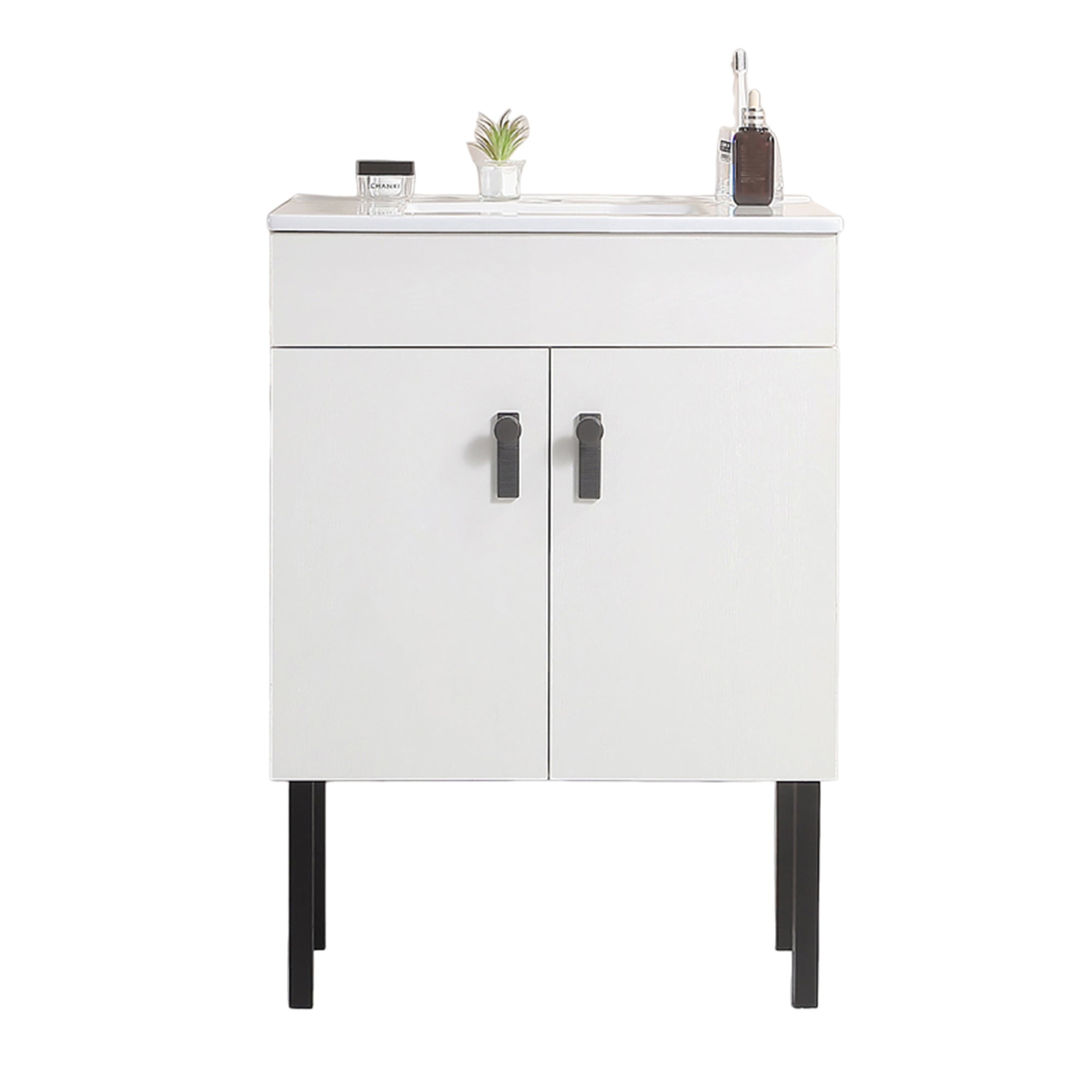 24/30 Inches Plywood Freestanding Bathroom Vanity Set with Integrated Ceramic Sink