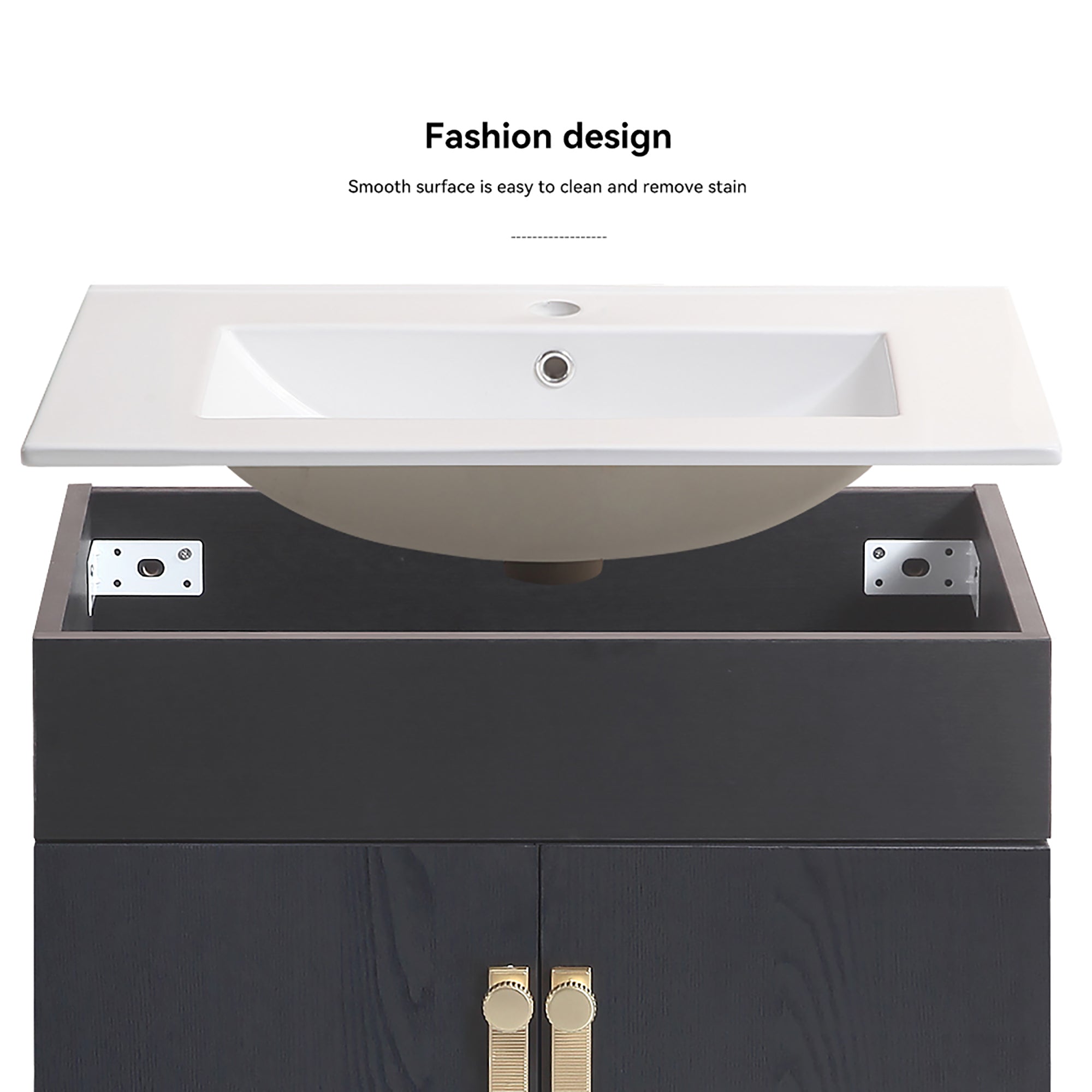 24/30 Inches Plywood Freestanding Bathroom Vanity Set with Integrated Ceramic Sink