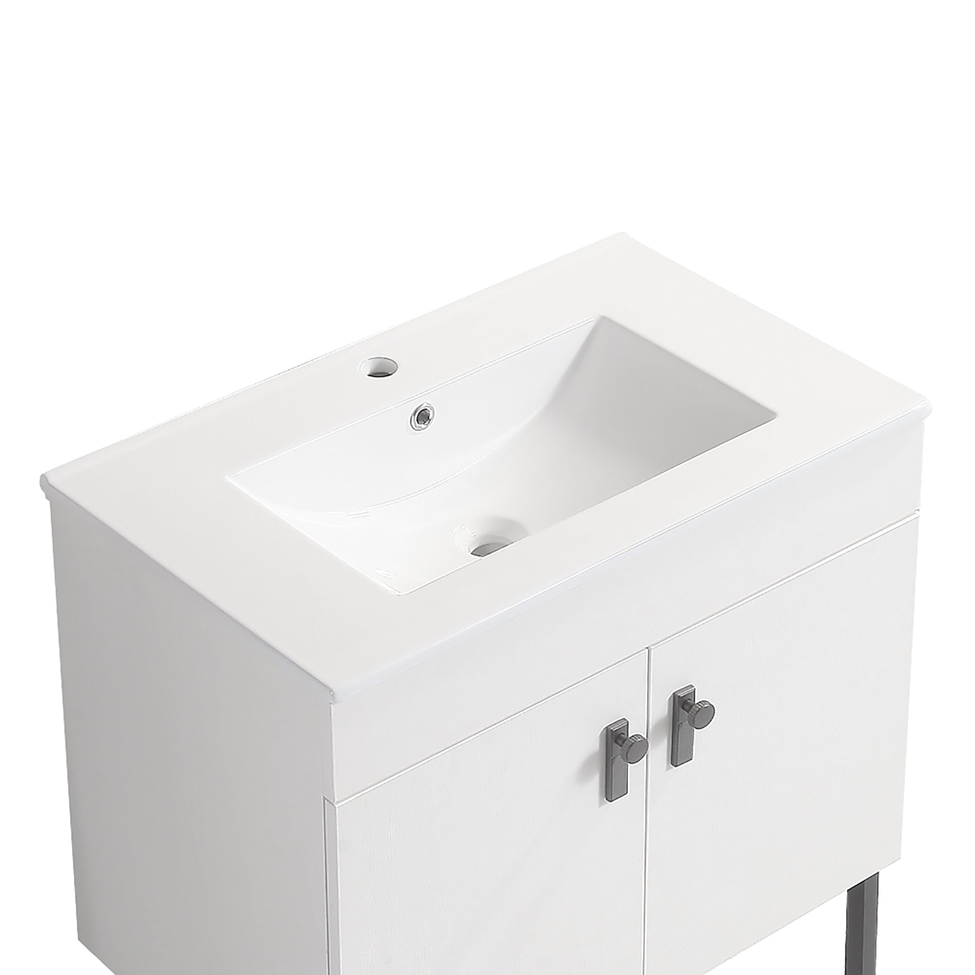 24/30 Inches Plywood Freestanding Bathroom Vanity Set with Integrated Ceramic Sink