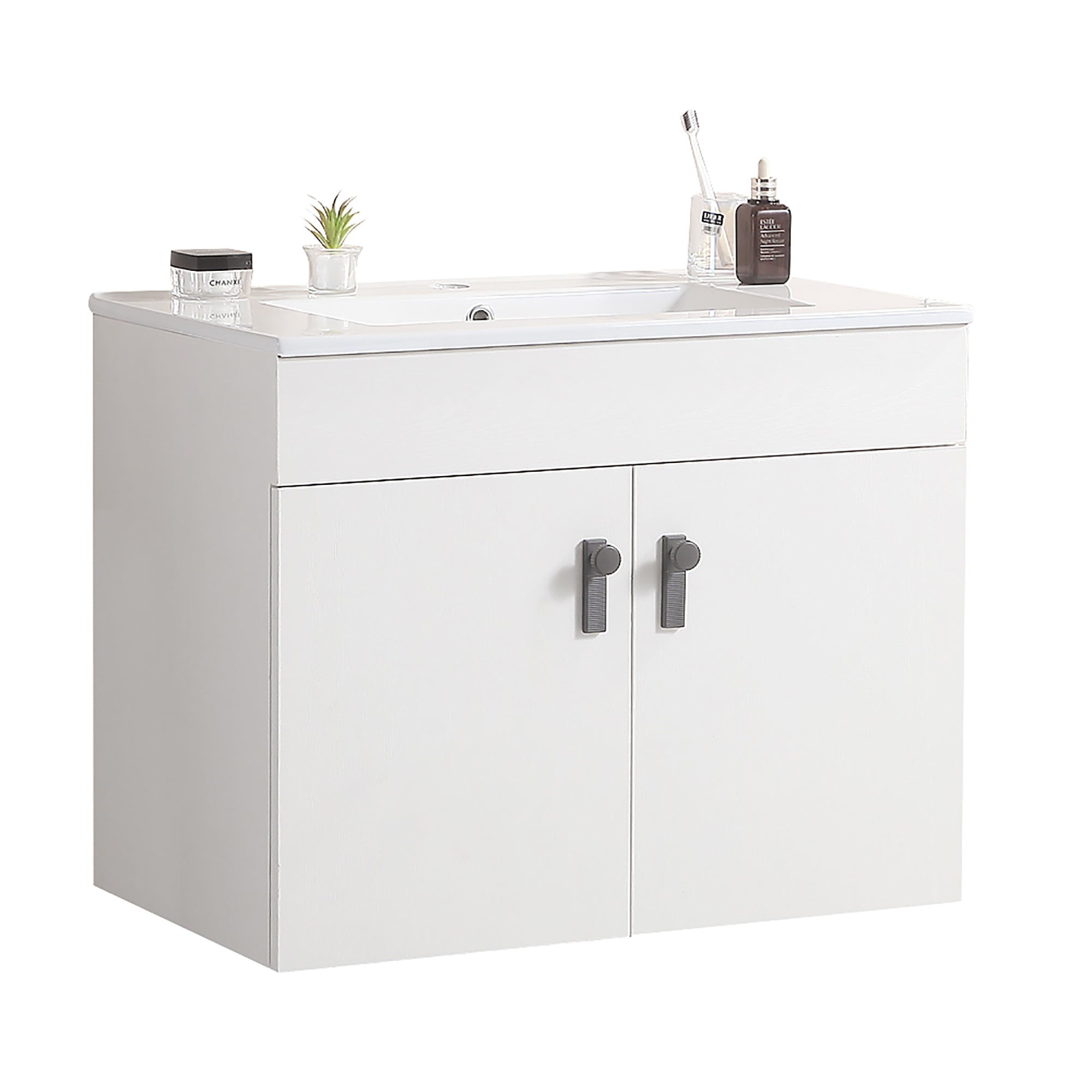 24/30 Inches Plywood Freestanding Bathroom Vanity Set with Integrated Ceramic Sink