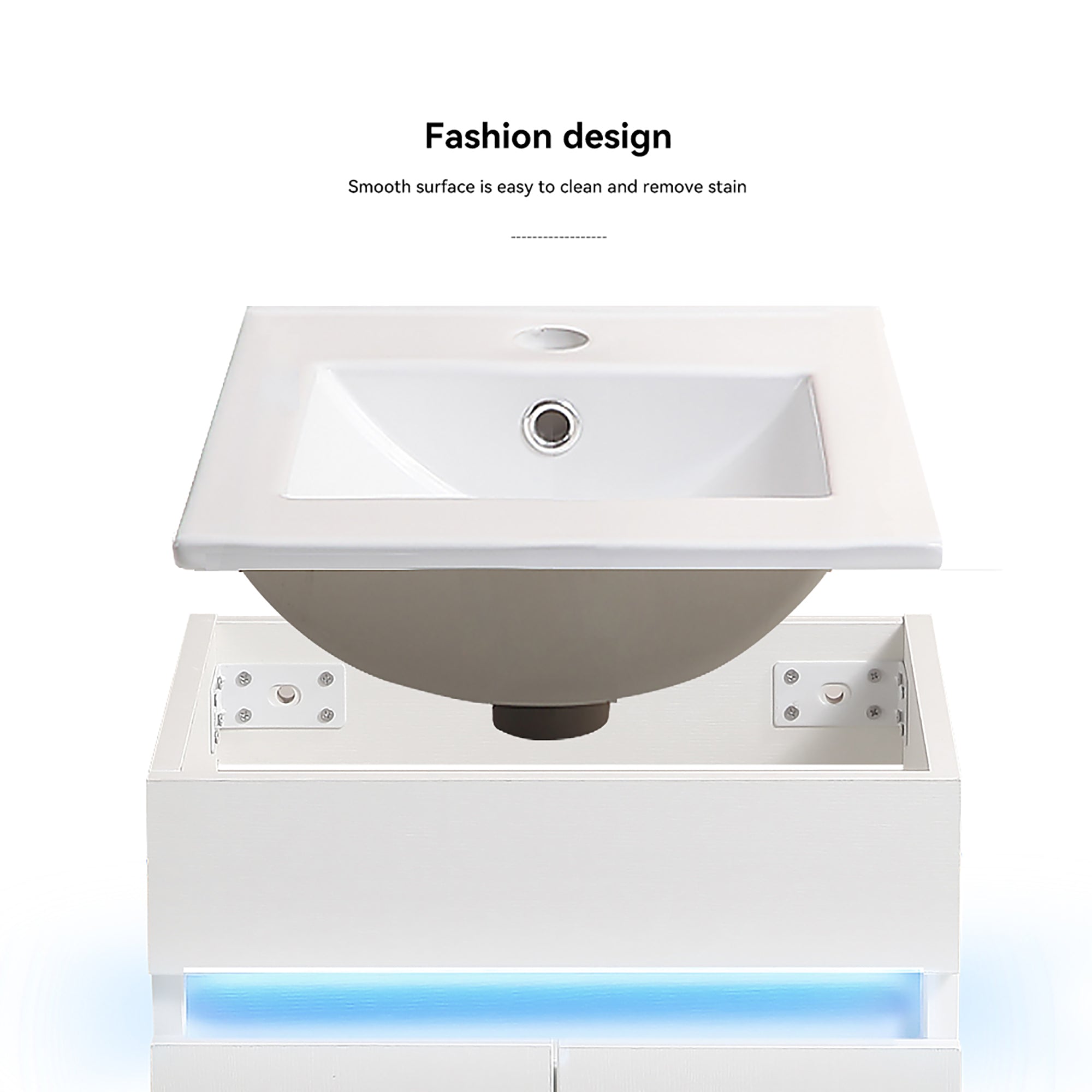 16 Inches Plywood Wall-Mounted Bathroom Vanity Set with Integrated Ceramic Sink