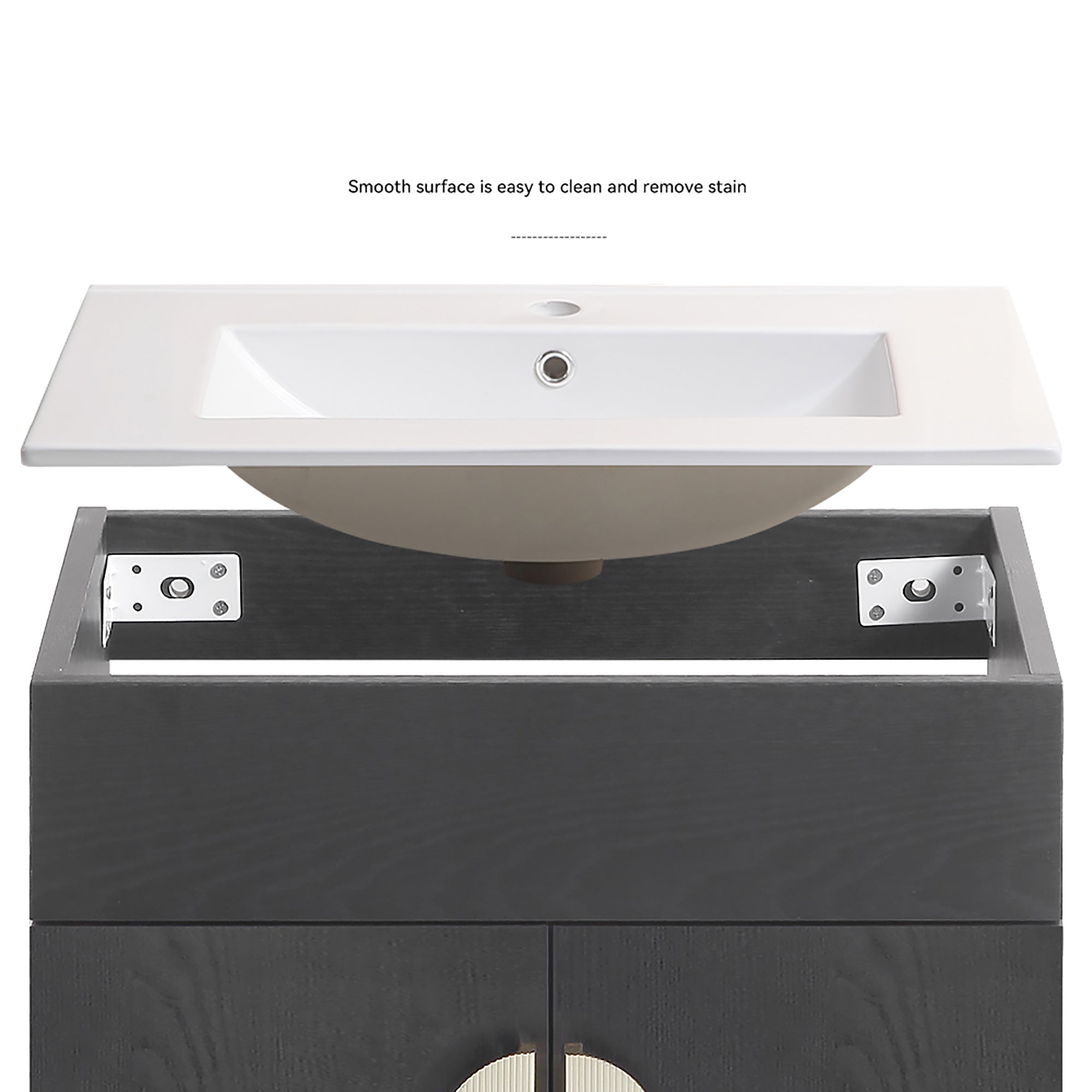 20 Inches Plywood Wall-Mounted Bathroom Vanity Set with Integrated Ceramic Sink
