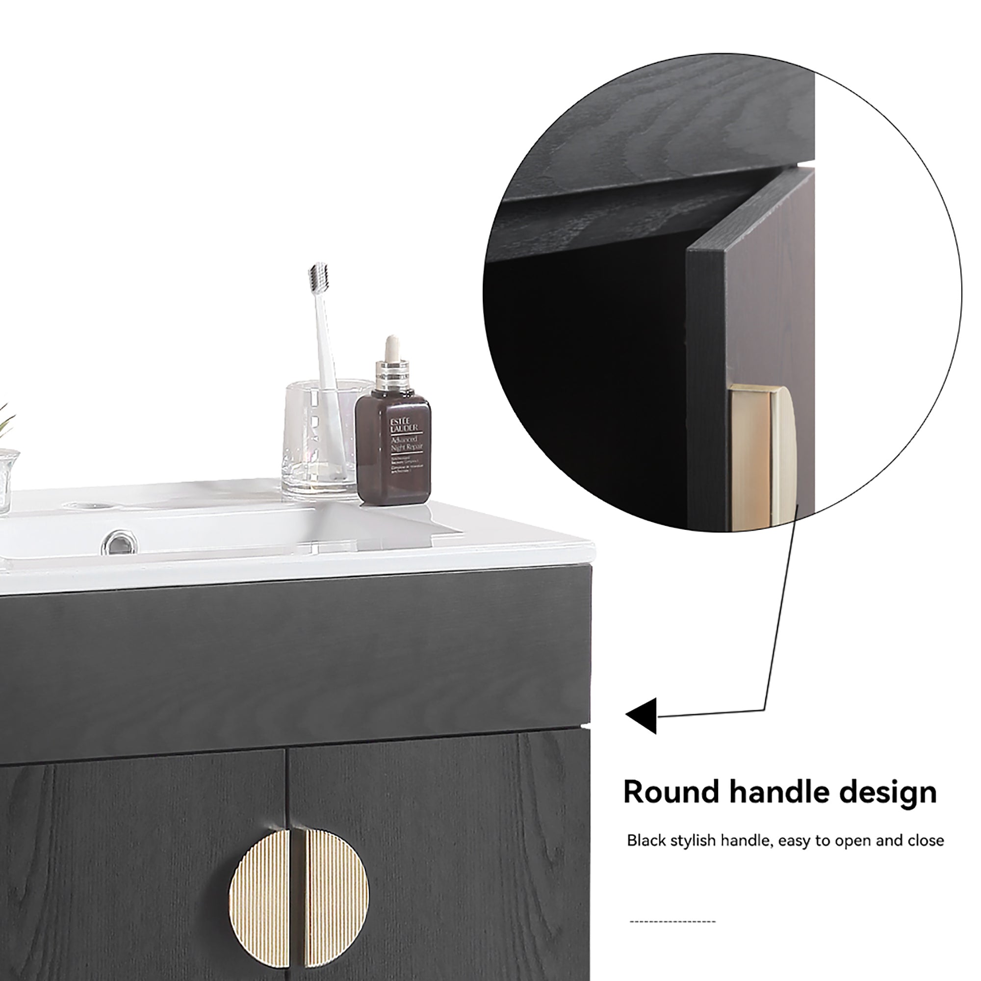 20 Inches Plywood Wall-Mounted Bathroom Vanity Set with Integrated Ceramic Sink