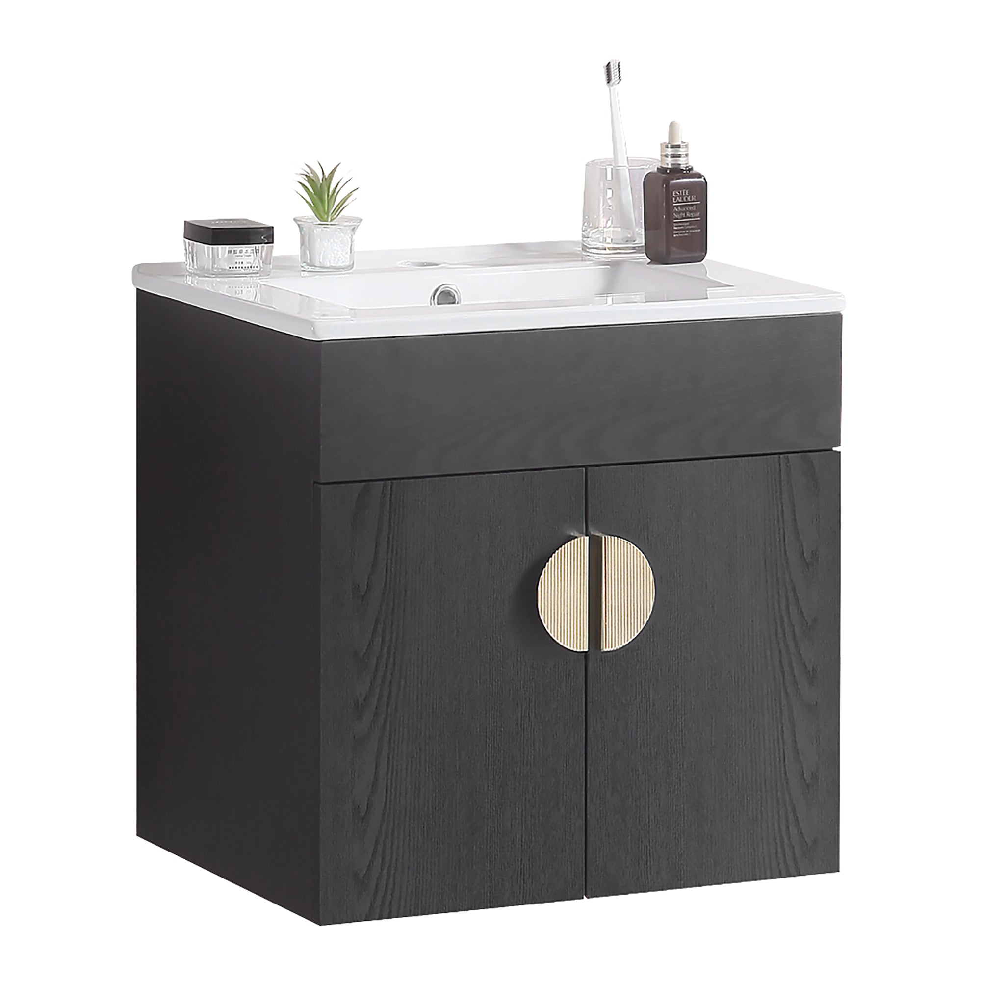 20 Inches Plywood Wall-Mounted Bathroom Vanity Set with Integrated Ceramic Sink