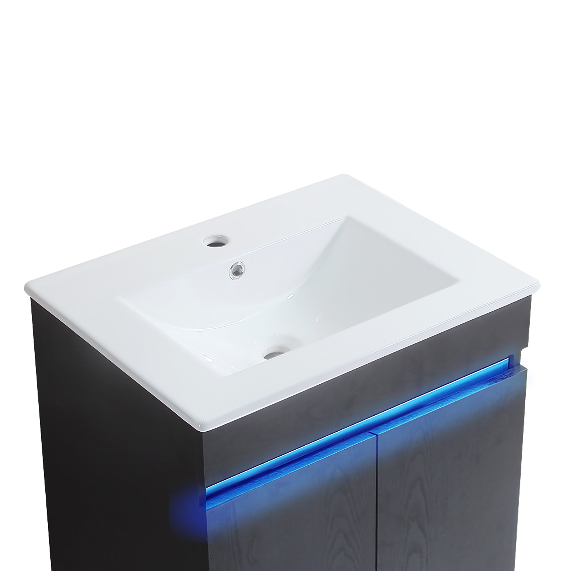 24/30 Inches Plywood Freestanding Bathroom Vanity Set with Integrated Ceramic Sink