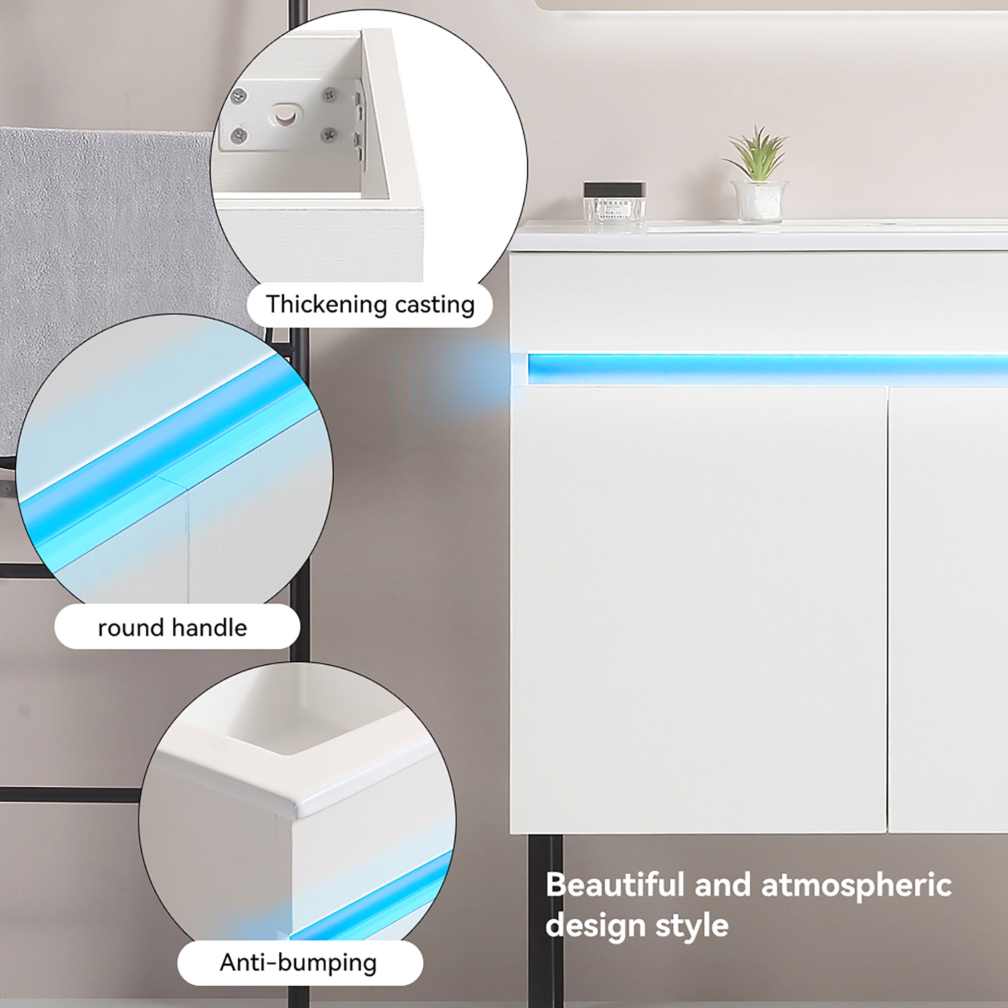 24/30 Inches Plywood Freestanding Bathroom Vanity Set with Integrated Ceramic Sink