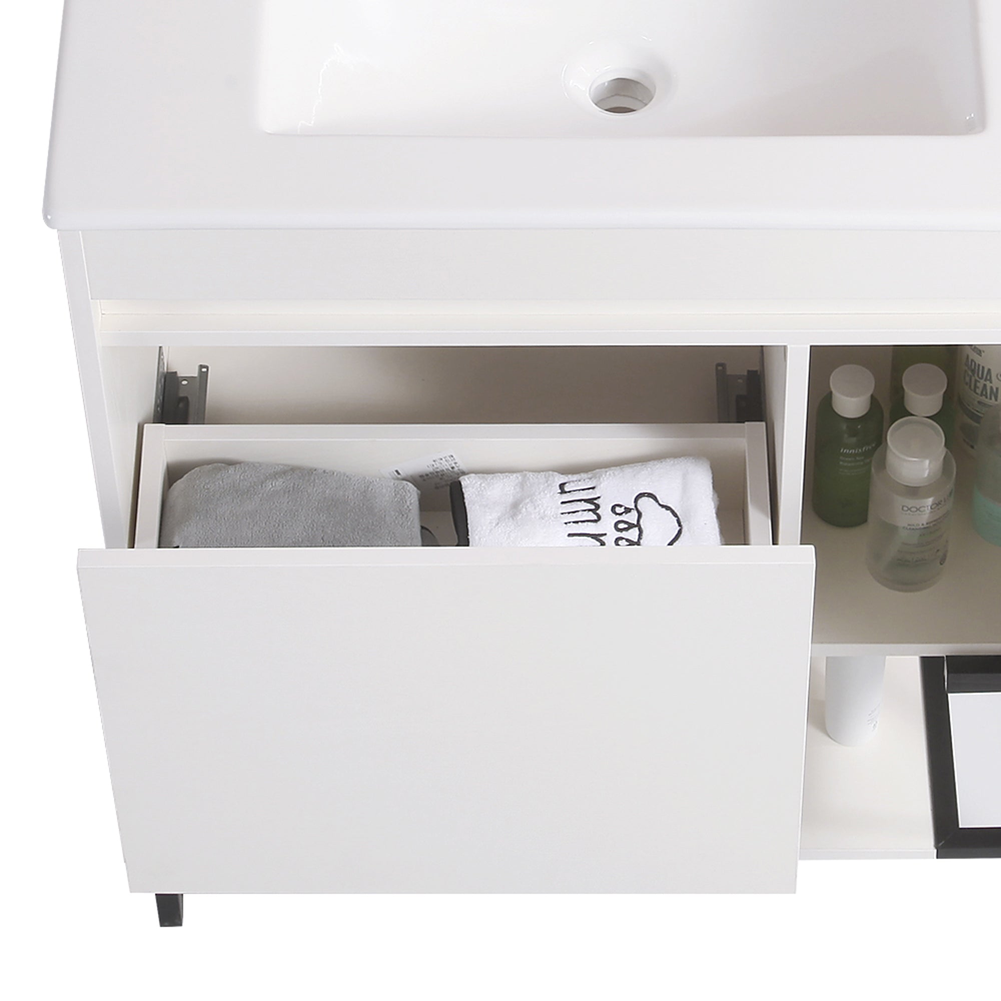 30/48 Inches Plywood Freestanding Bathroom Vanity Set with Integrated Ceramic Sink