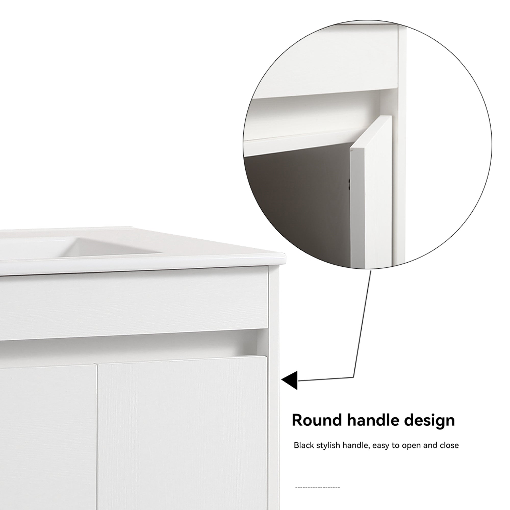 30/48 Inches Plywood Freestanding Bathroom Vanity Set with Integrated Ceramic Sink