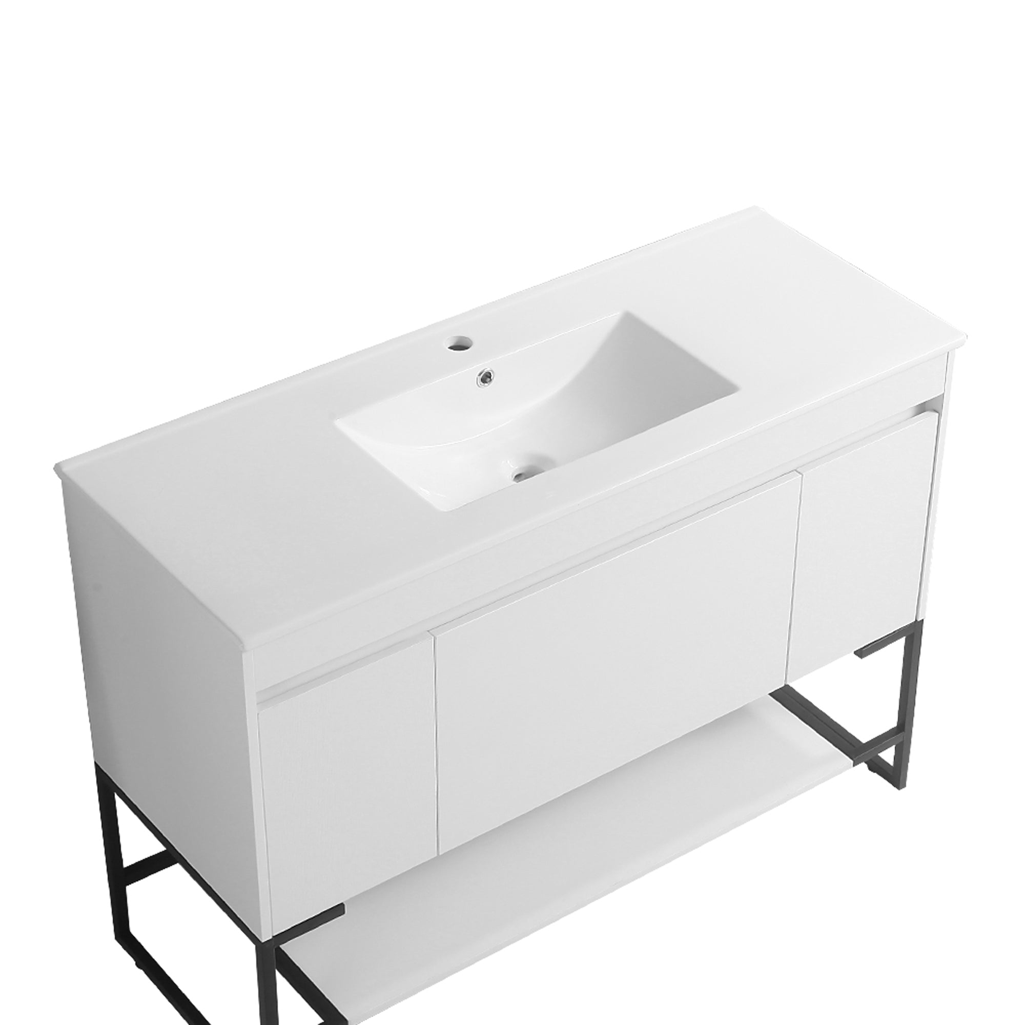 30/48 Inches Plywood Freestanding Bathroom Vanity Set with Integrated Ceramic Sink