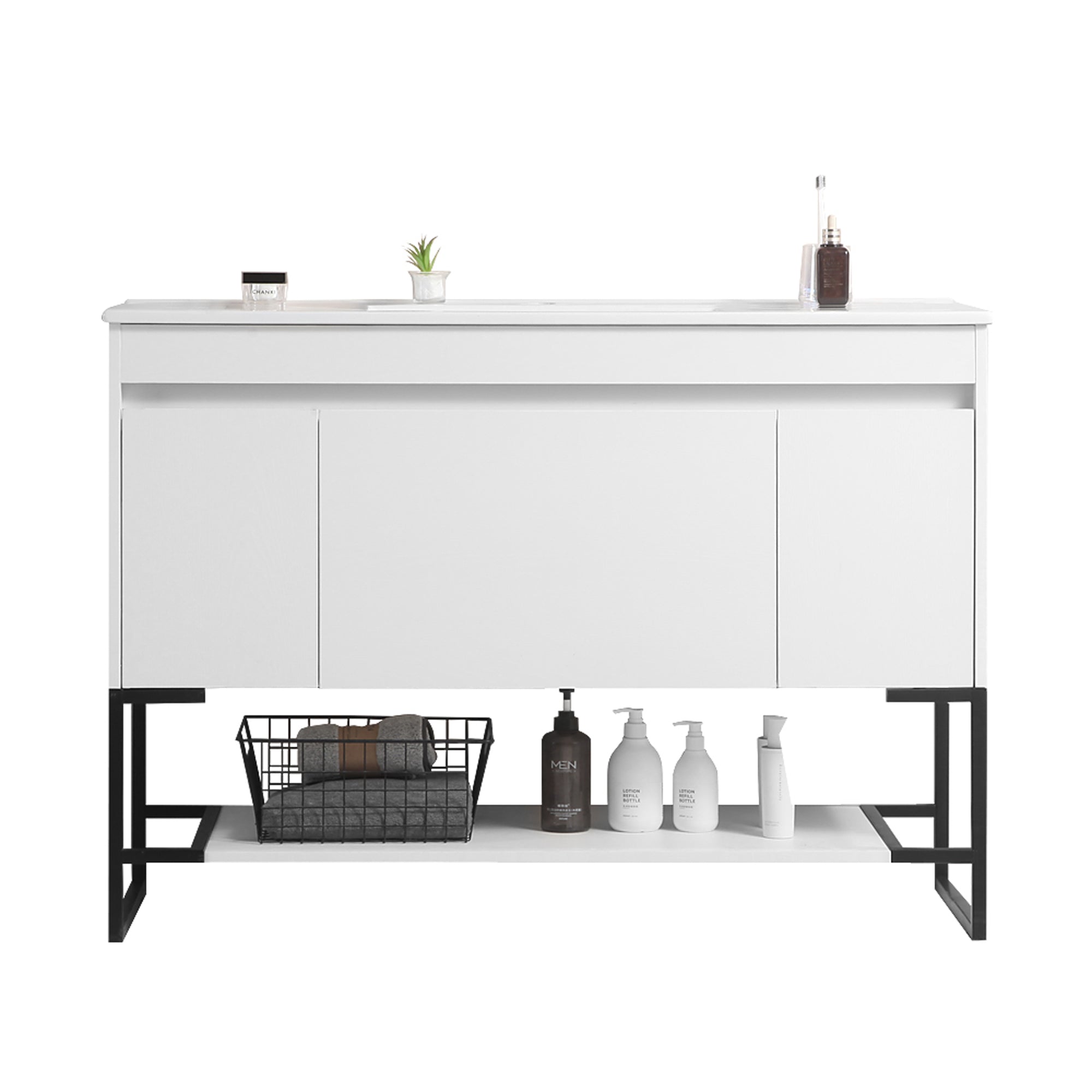 30/48 Inches Plywood Freestanding Bathroom Vanity Set with Integrated Ceramic Sink
