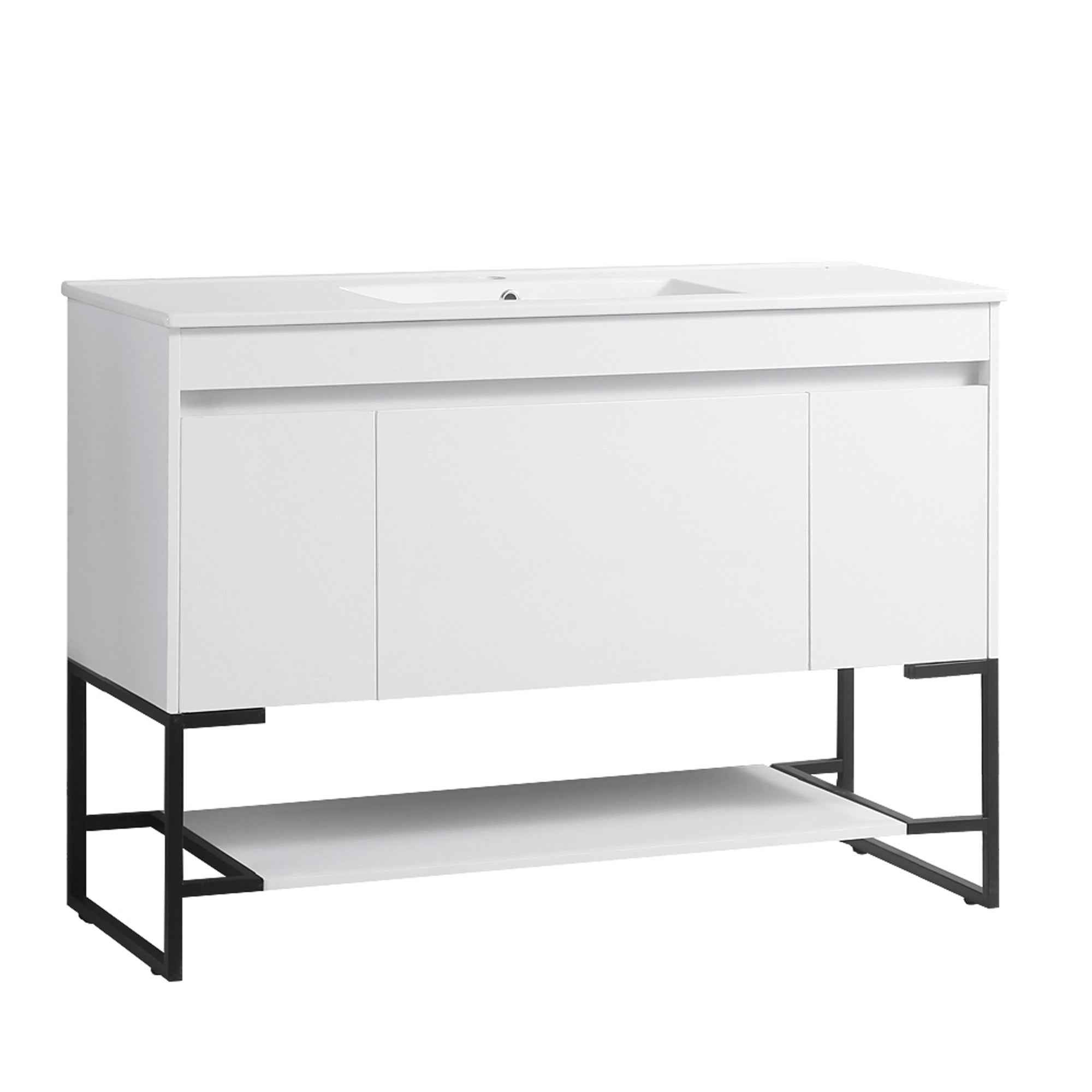 30/48 Inches Plywood Freestanding Bathroom Vanity Set with Integrated Ceramic Sink