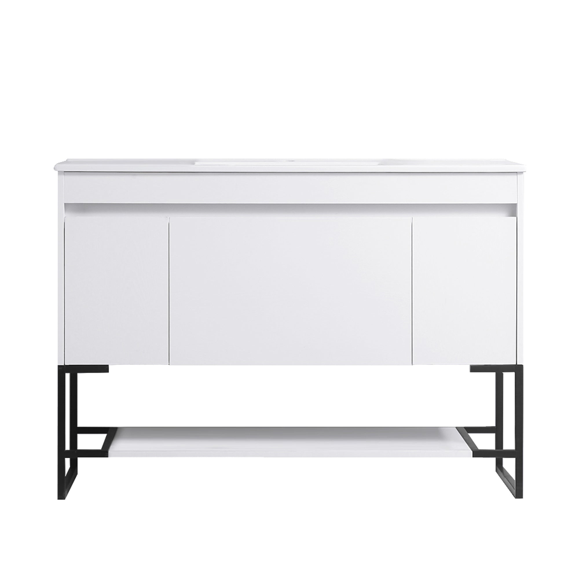 30/48 Inches Plywood Freestanding Bathroom Vanity Set with Integrated Ceramic Sink