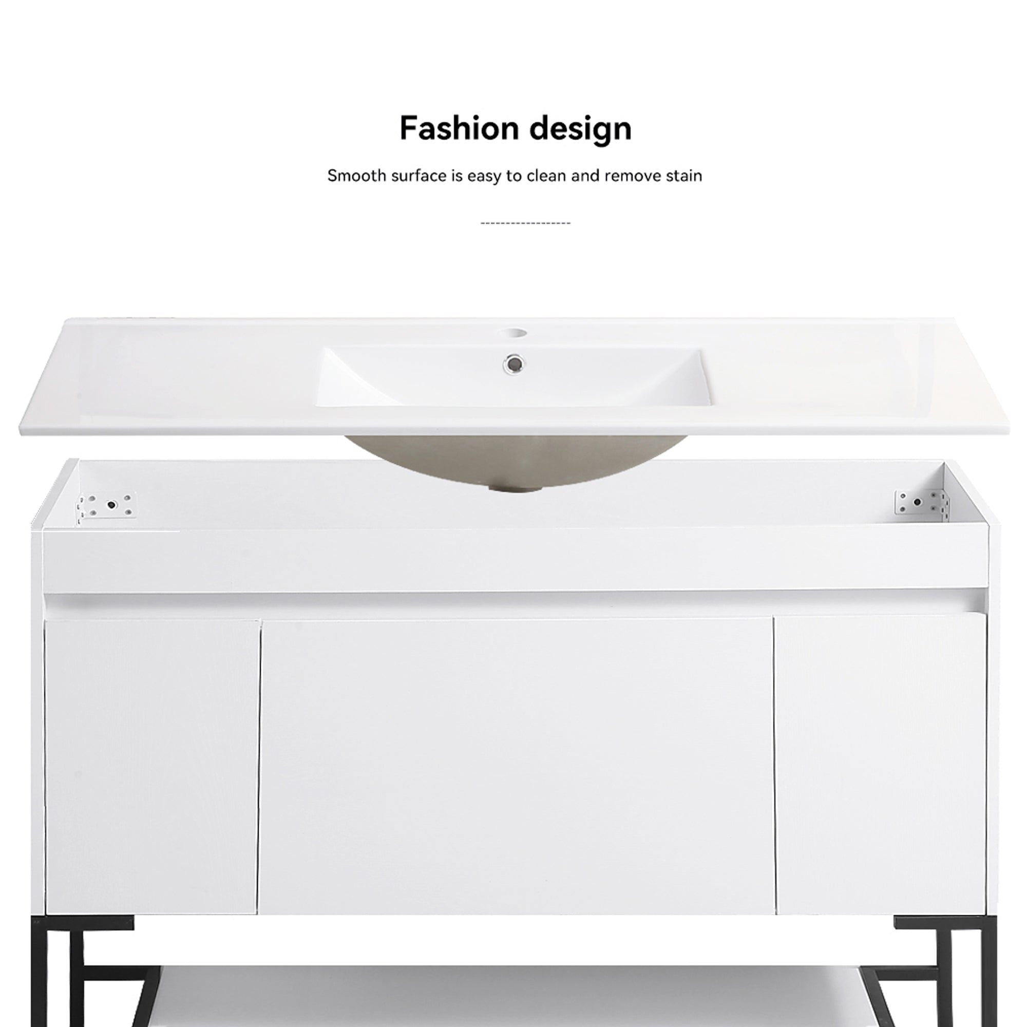 30/48 Inches Plywood Freestanding Bathroom Vanity Set with Integrated Ceramic Sink