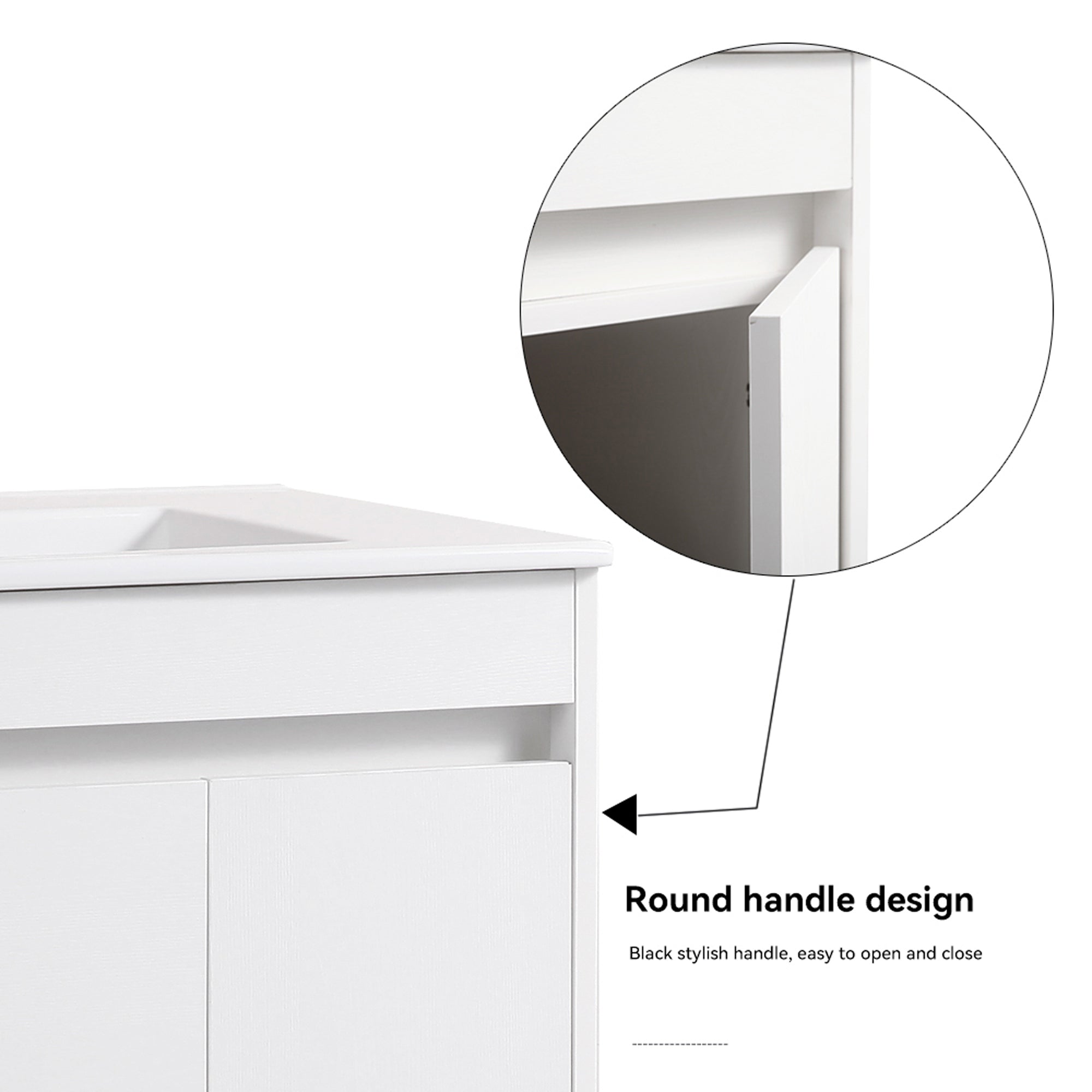 30/48 Inches Plywood Freestanding Bathroom Vanity Set with Integrated Ceramic Sink
