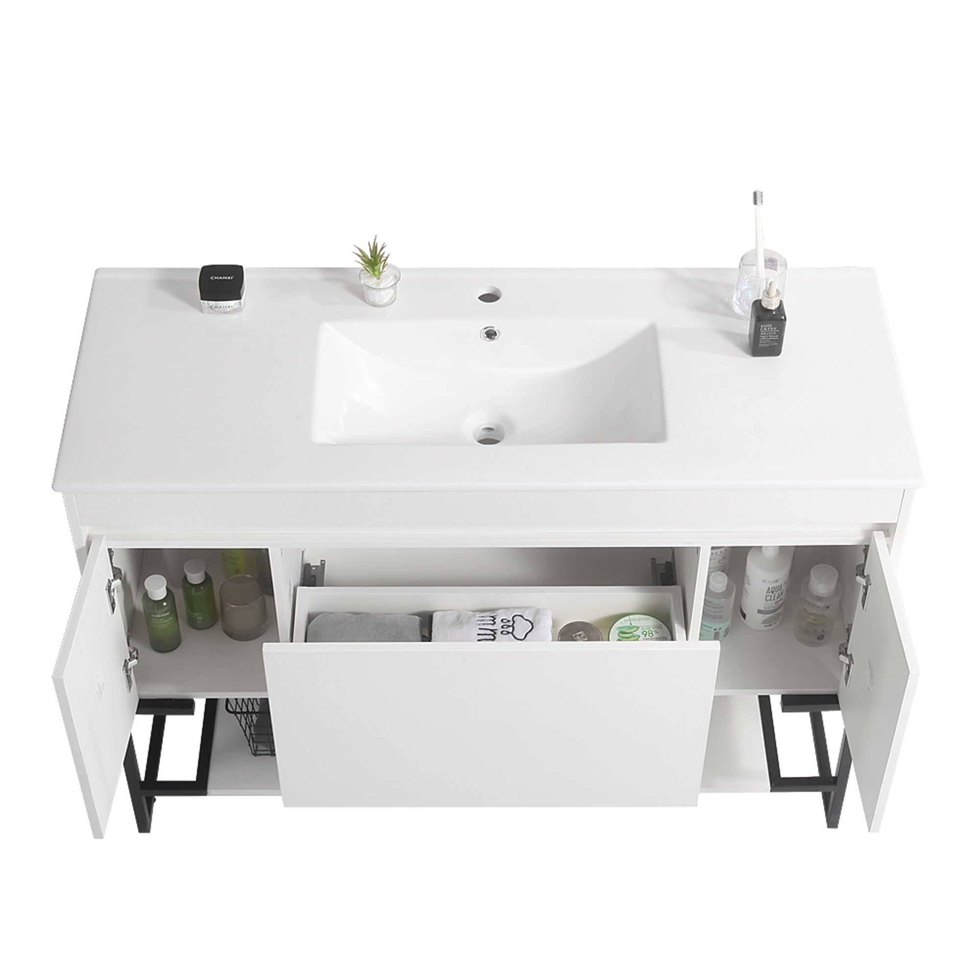 30/48 Inches Plywood Freestanding Bathroom Vanity Set with Integrated Ceramic Sink