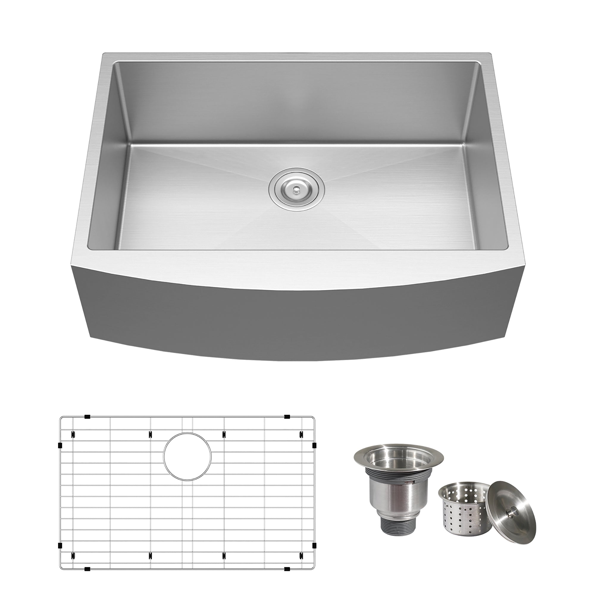 Stainless Steel Single Bowl Farmhouse Kitchen Sink with Sink Grid
