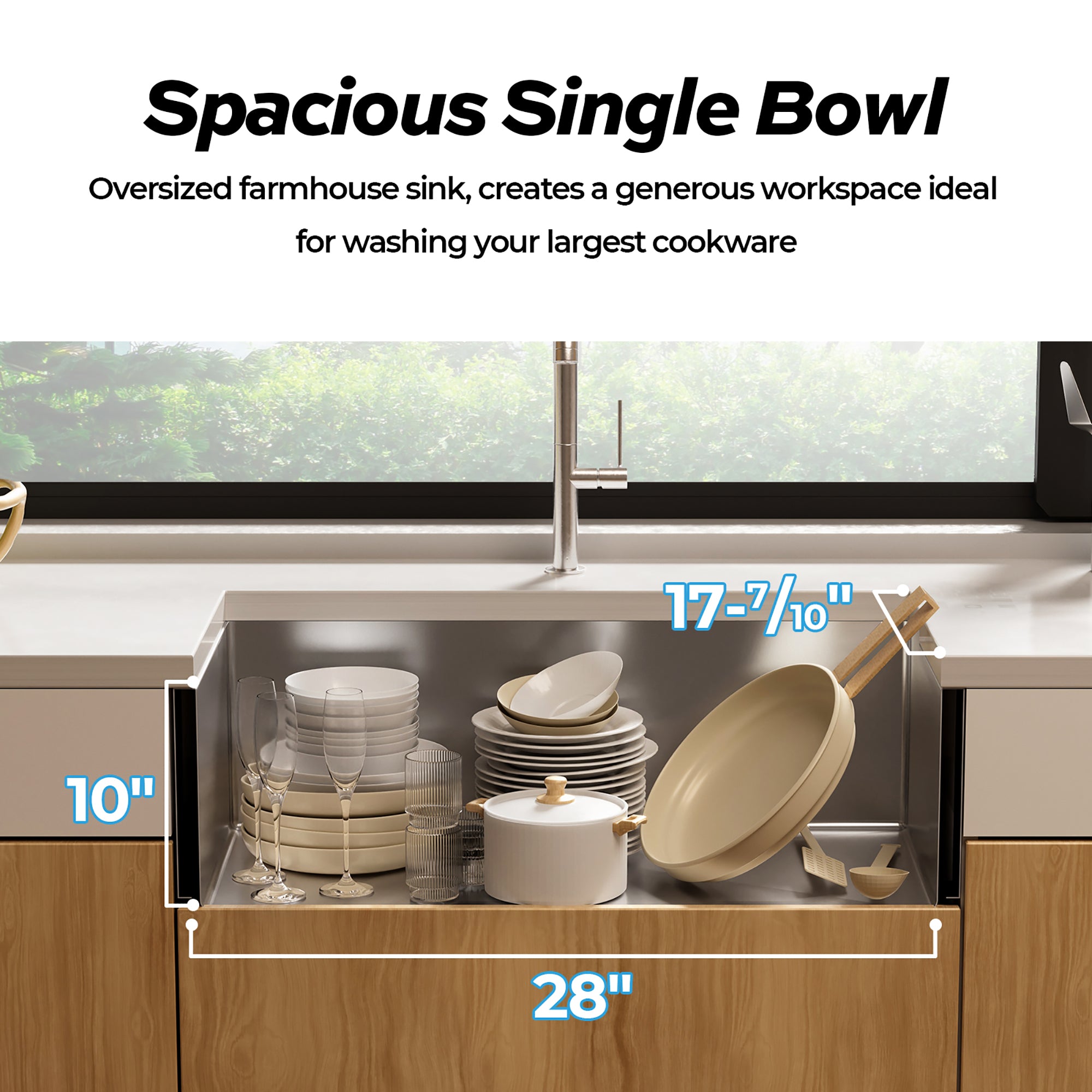 Stainless Steel Single Bowl Farmhouse Kitchen Sink with Sink Grid