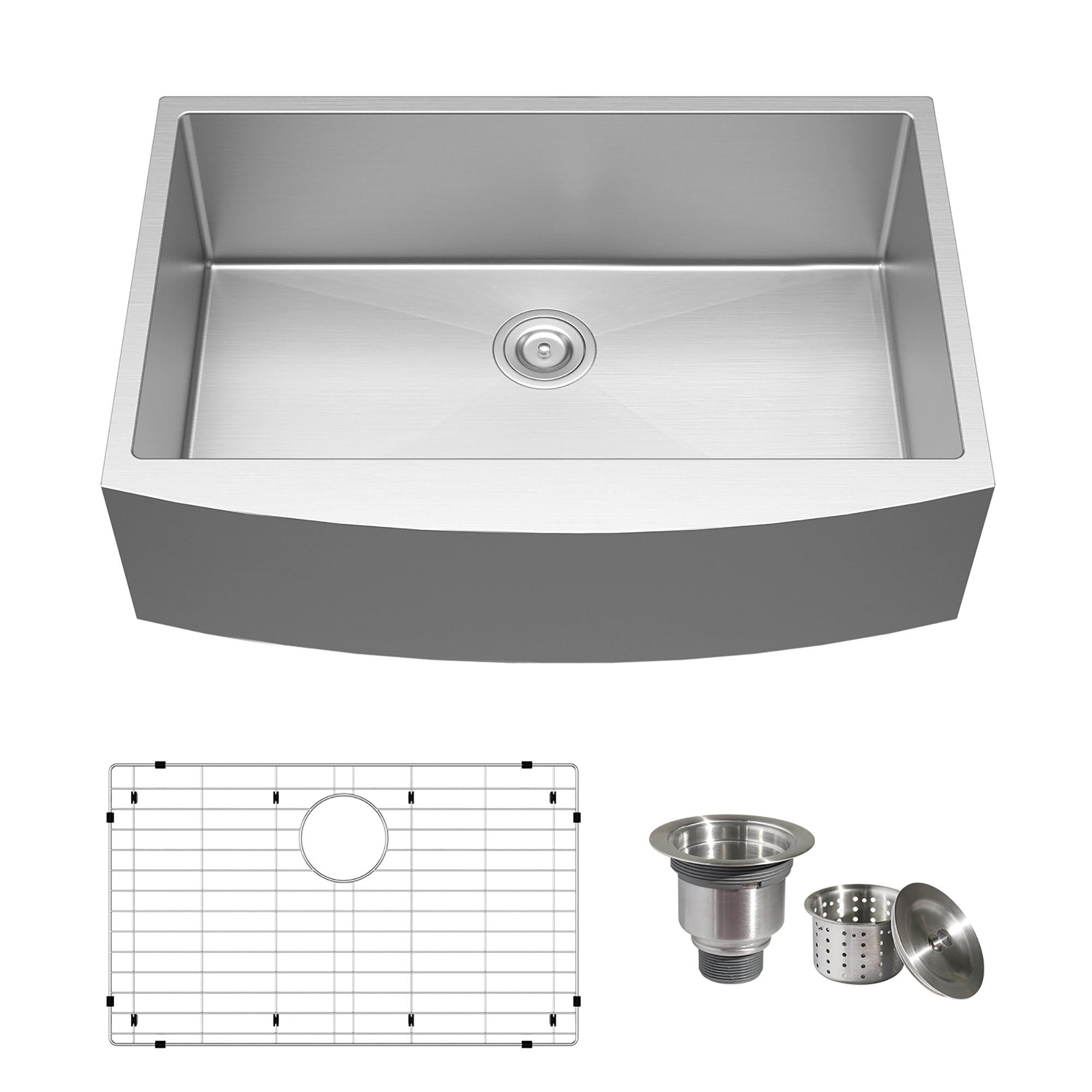 Stainless Steel Single Bowl Farmhouse Kitchen Sink with Sink Grid