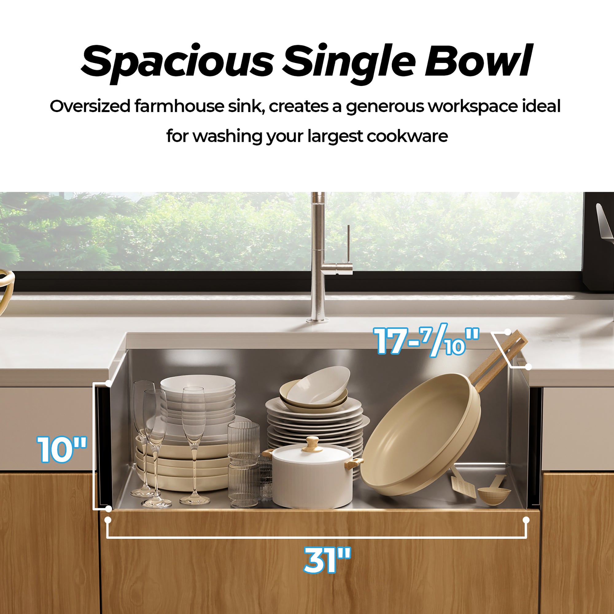 Stainless Steel Single Bowl Farmhouse Kitchen Sink with Sink Grid