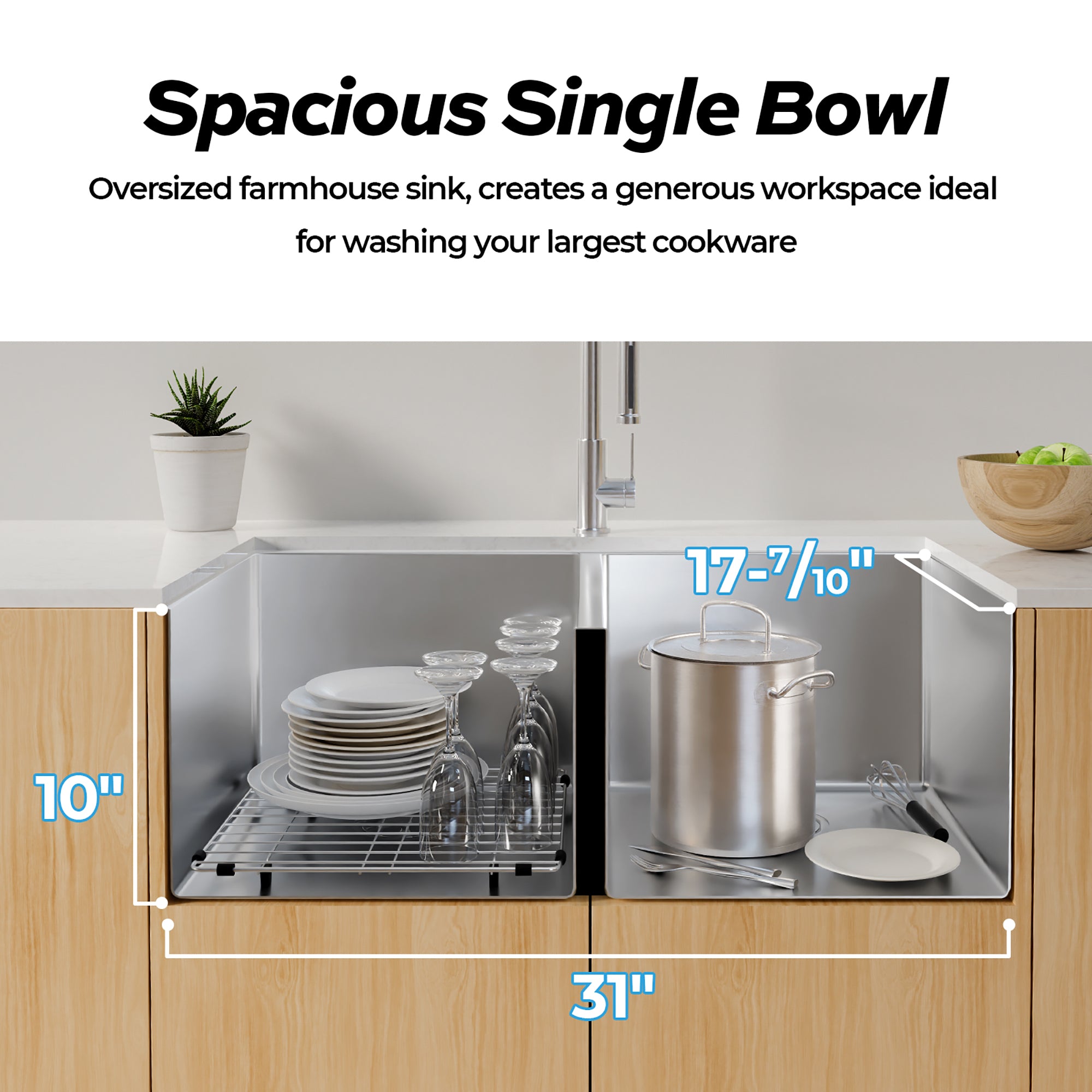 Stainless Steel 33 in. Double Bowl Farmhouse Kitchen Sink with Sink Grid