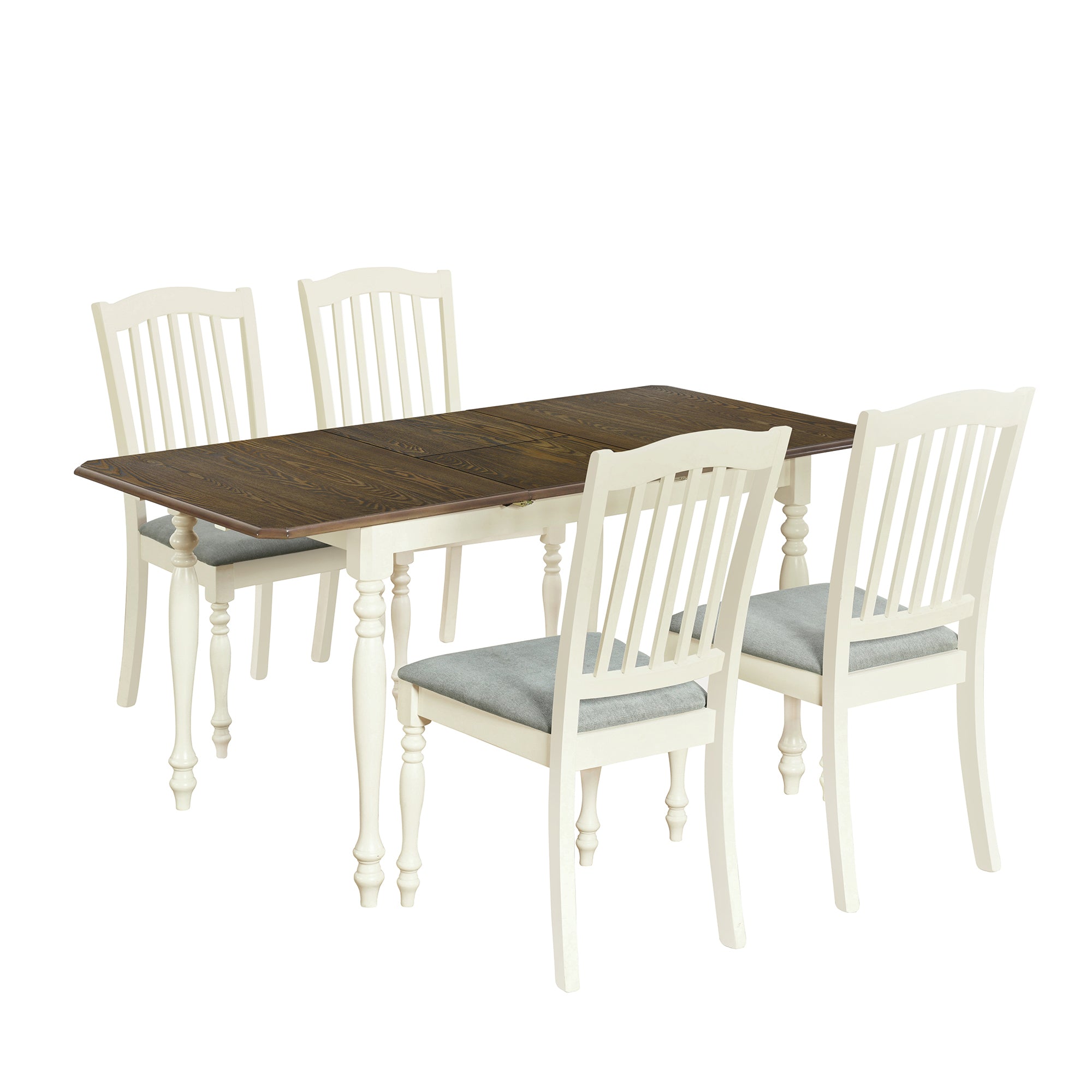 5-Piece Solid Wood Dining Table Set with Table and Four Chairs