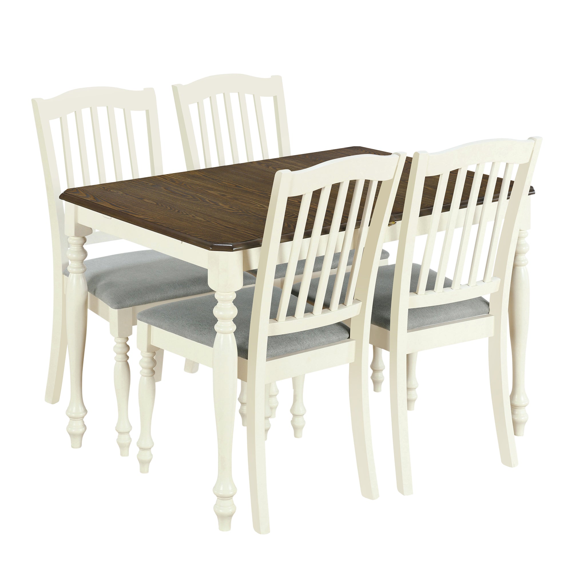 5-Piece Solid Wood Dining Table Set with Table and Four Chairs