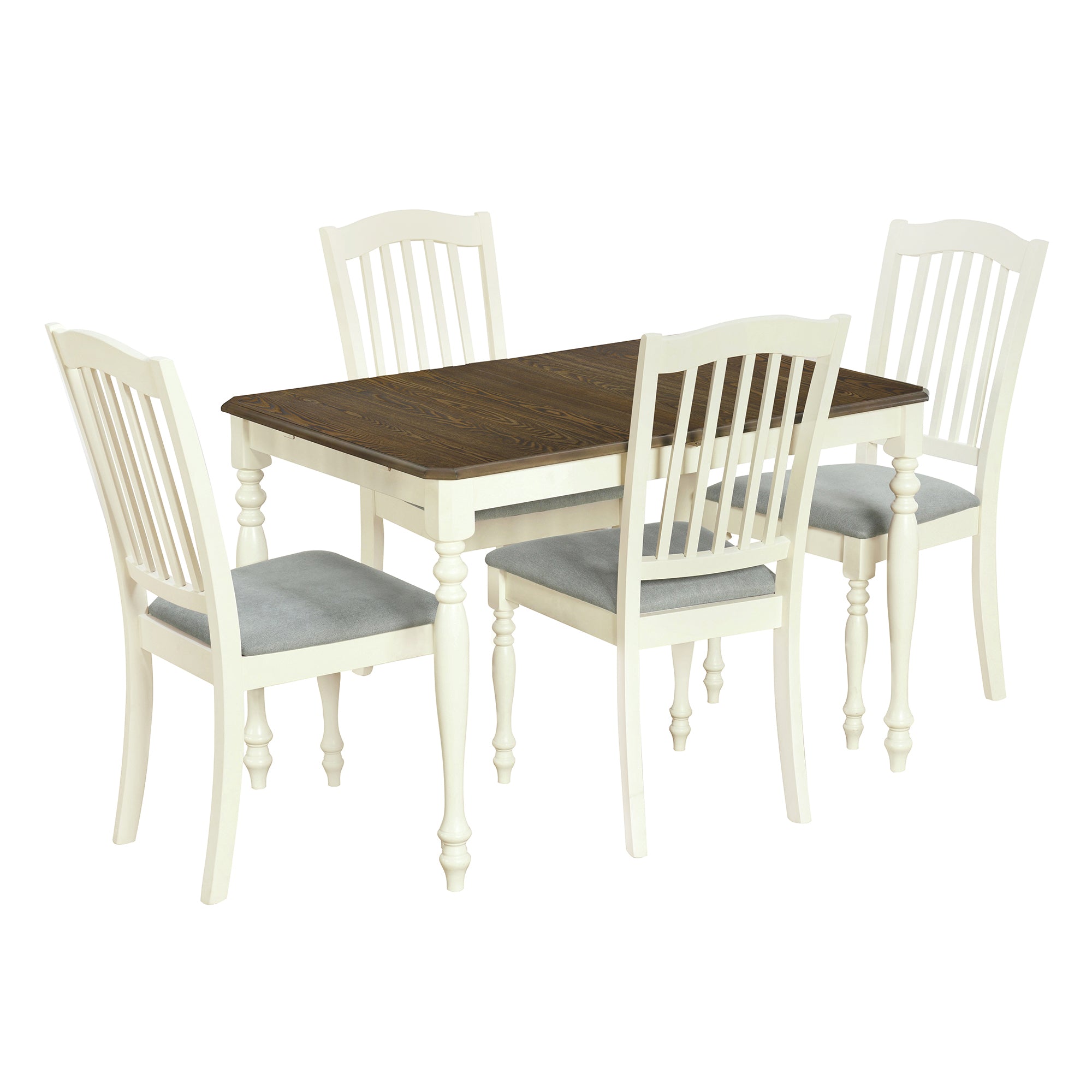 5-Piece Solid Wood Dining Table Set with Table and Four Chairs