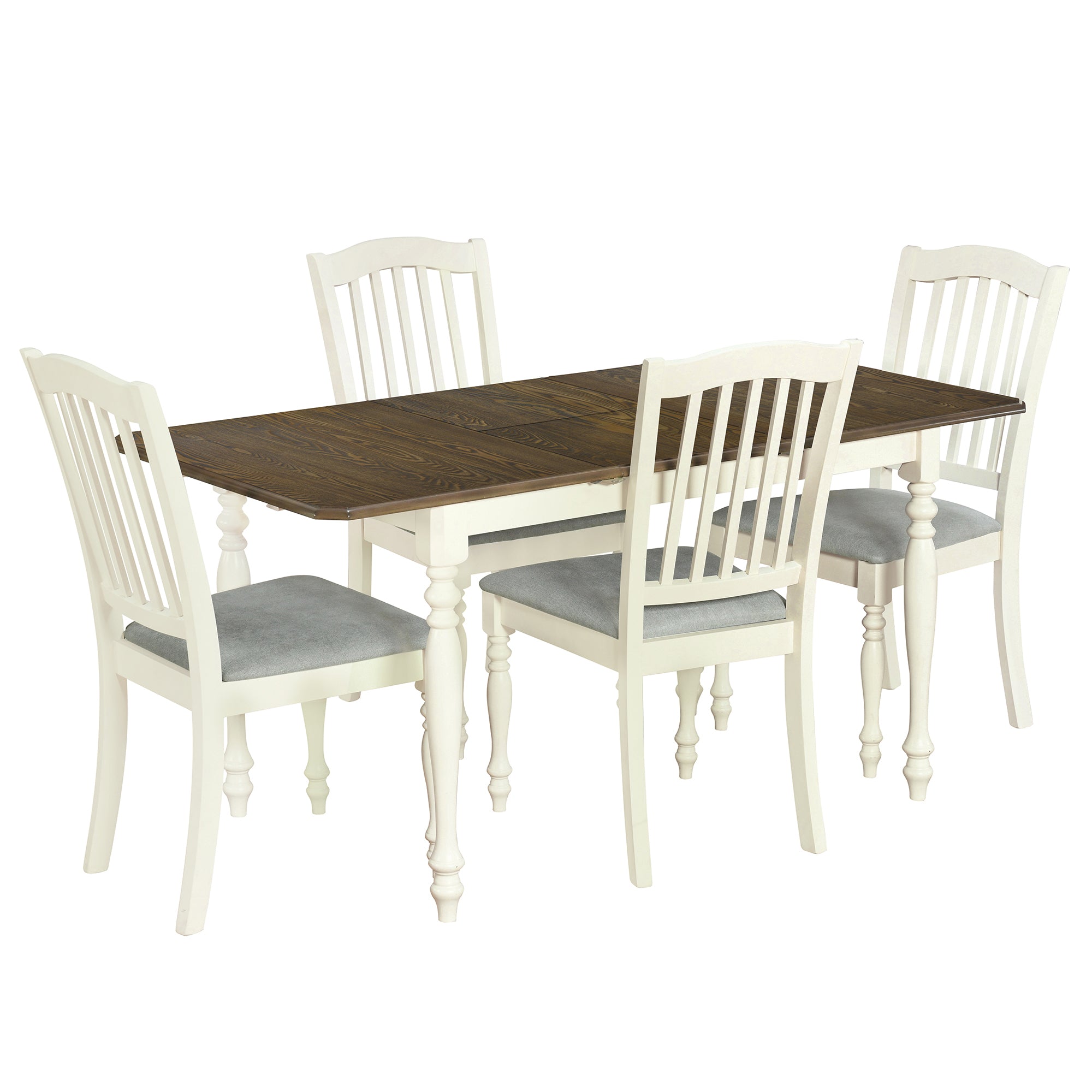 5-Piece Solid Wood Dining Table Set with Table and Four Chairs