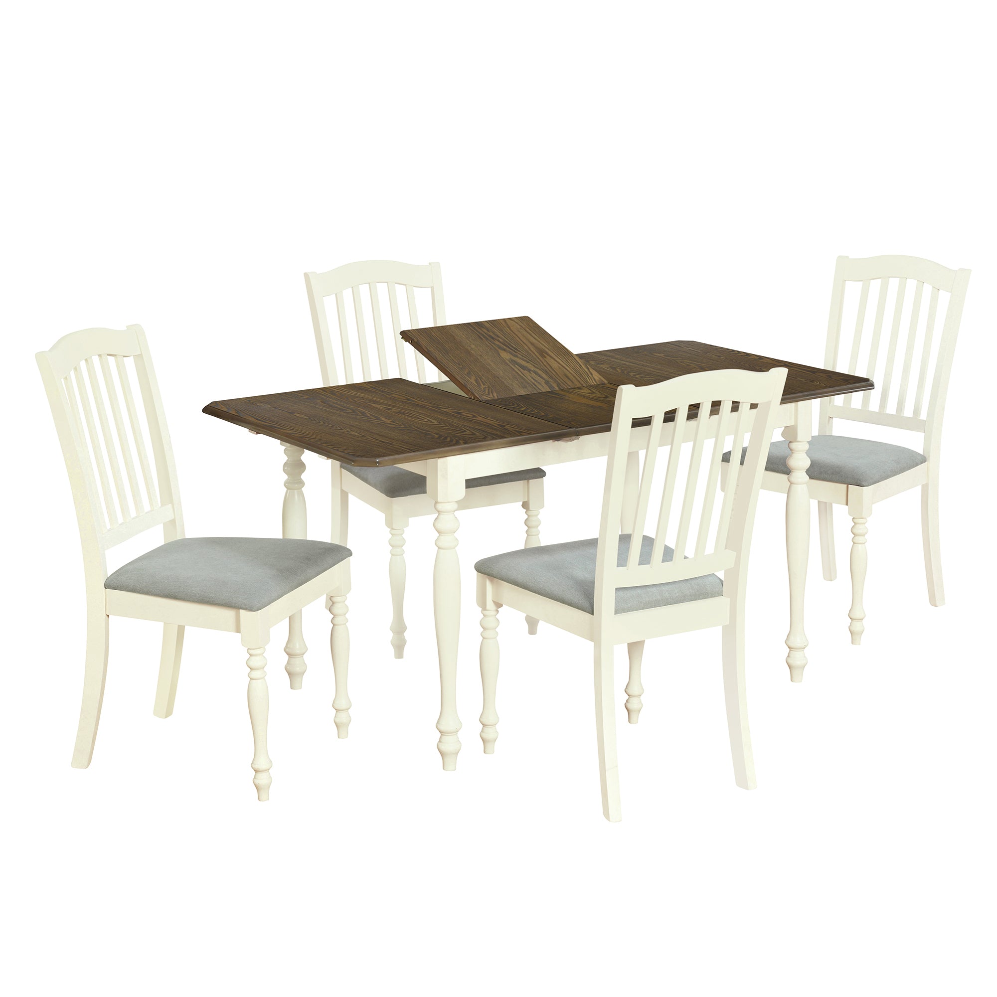 5-Piece Solid Wood Dining Table Set with Table and Four Chairs