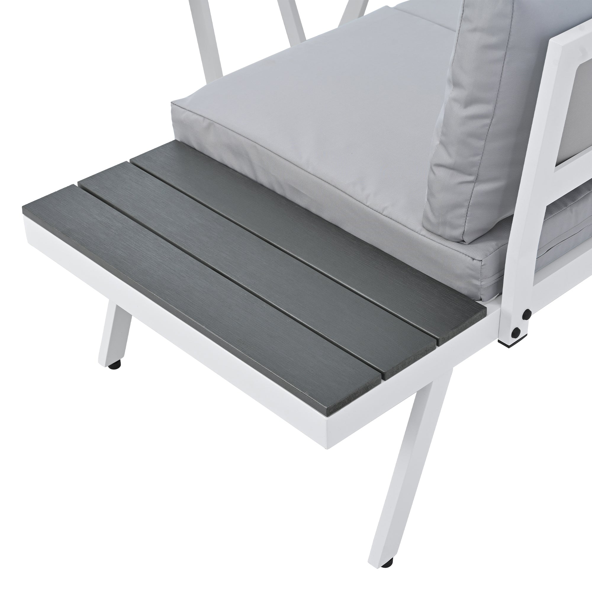 5-piece Outdoor Aluminium Patio Sofa with End Tables and Cushions
