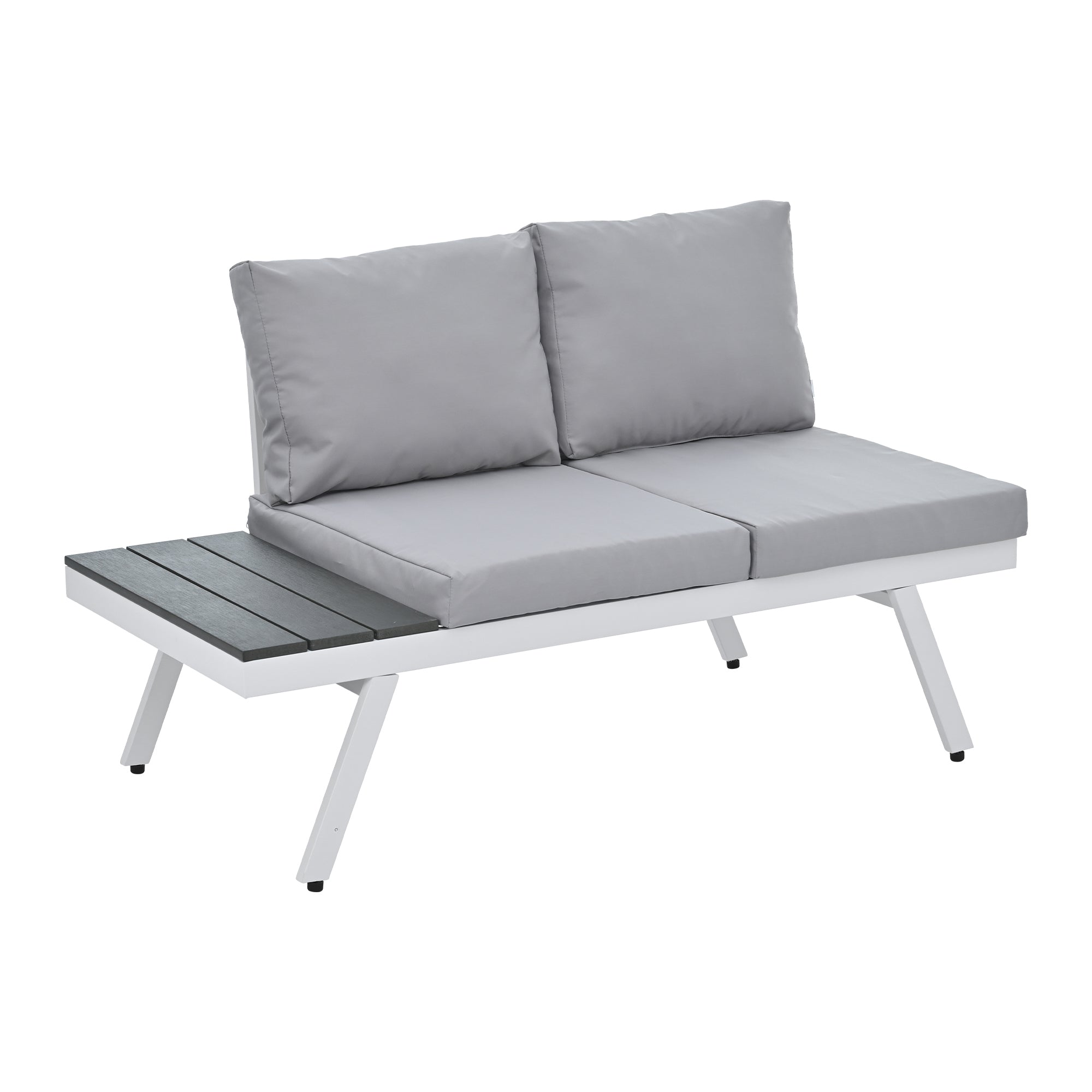 5-piece Outdoor Aluminium Patio Sofa with End Tables and Cushions