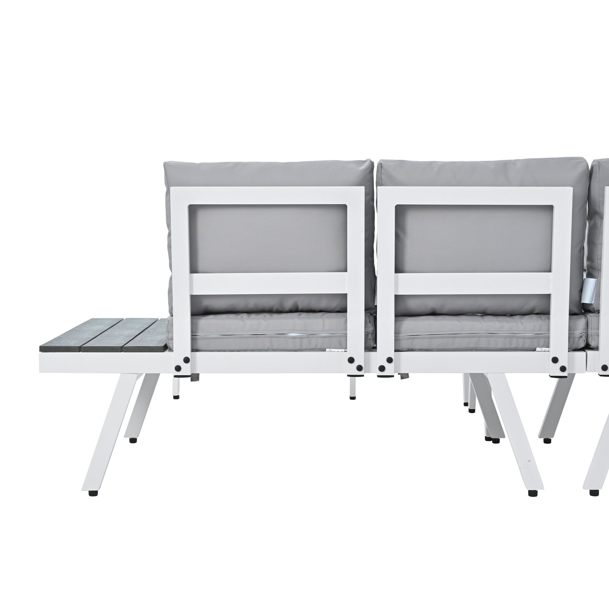 5-piece Outdoor Aluminium Patio Sofa with End Tables and Cushions