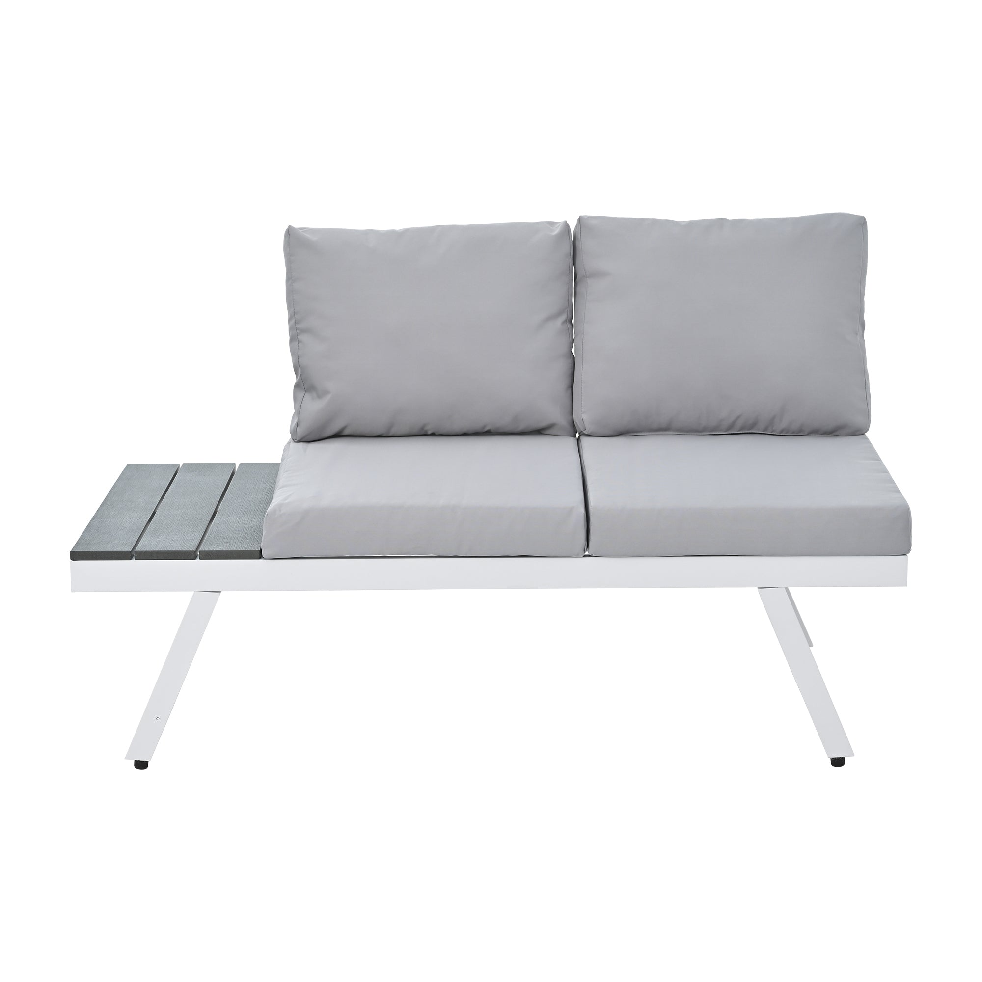 5-piece Outdoor Aluminium Patio Sofa with End Tables and Cushions